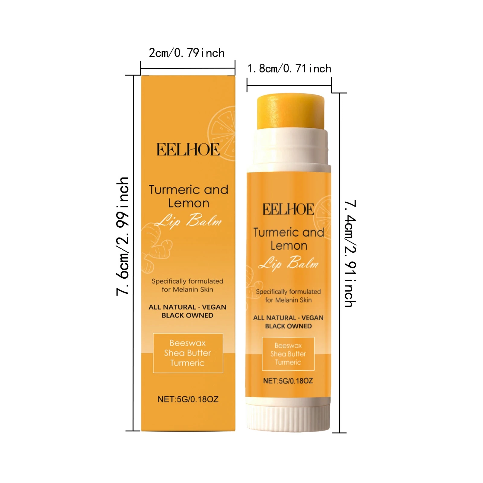 EELHOE Turmeric and Lemon Lip Balm with Shea Butter — swipe, smooth and recap, product image 3
