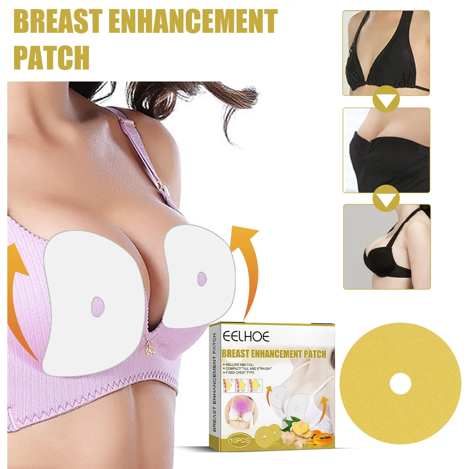 EELHOE Breast Care Patch — Chest-care illustration with the round patch and box.