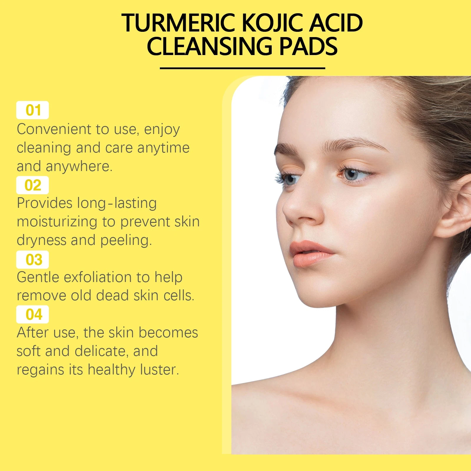 EELHOE Turmeric Facial Pads — Facial cleansing and exfoliating care illustration.