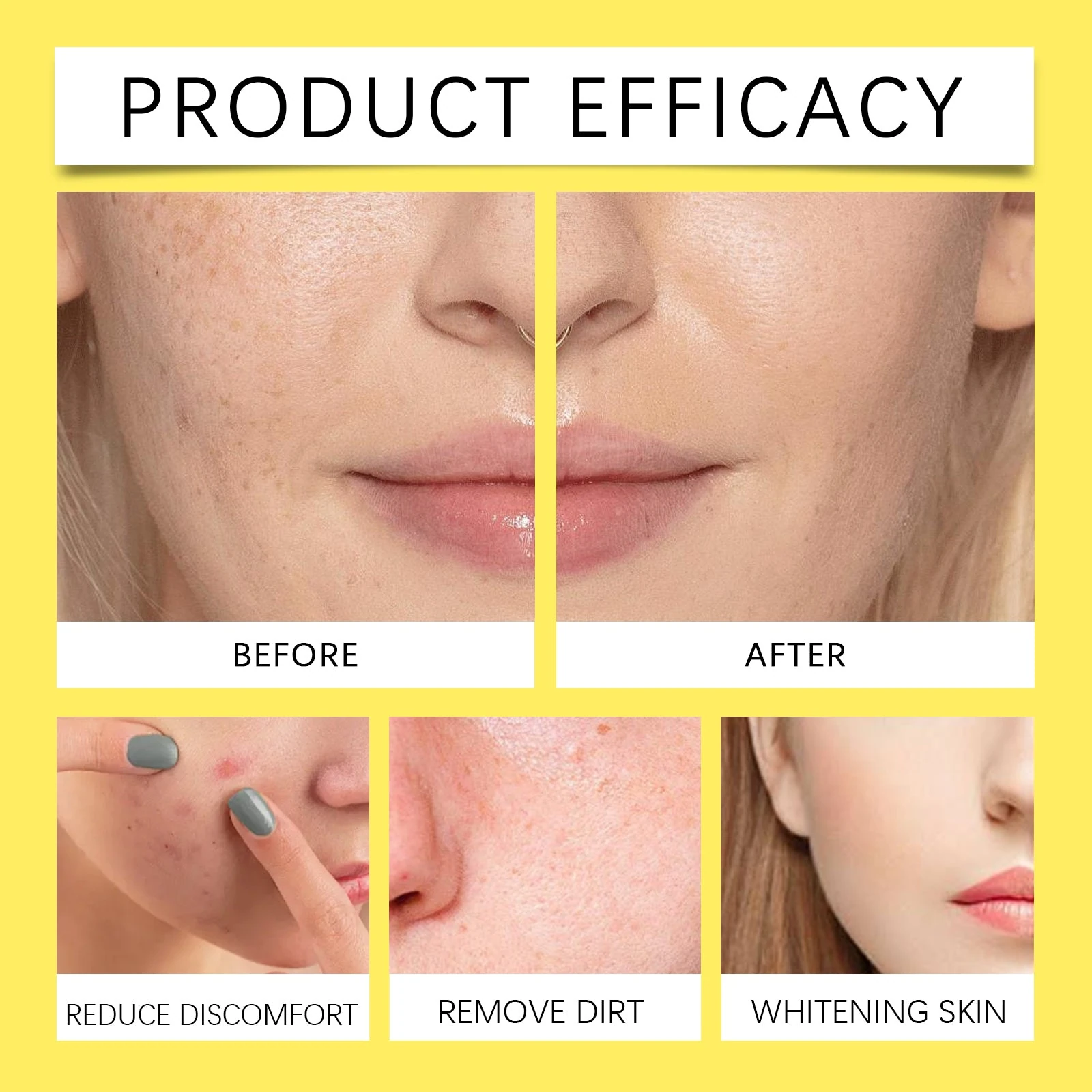 EELHOE Turmeric Facial Pads — Skin-texture comparison artwork.