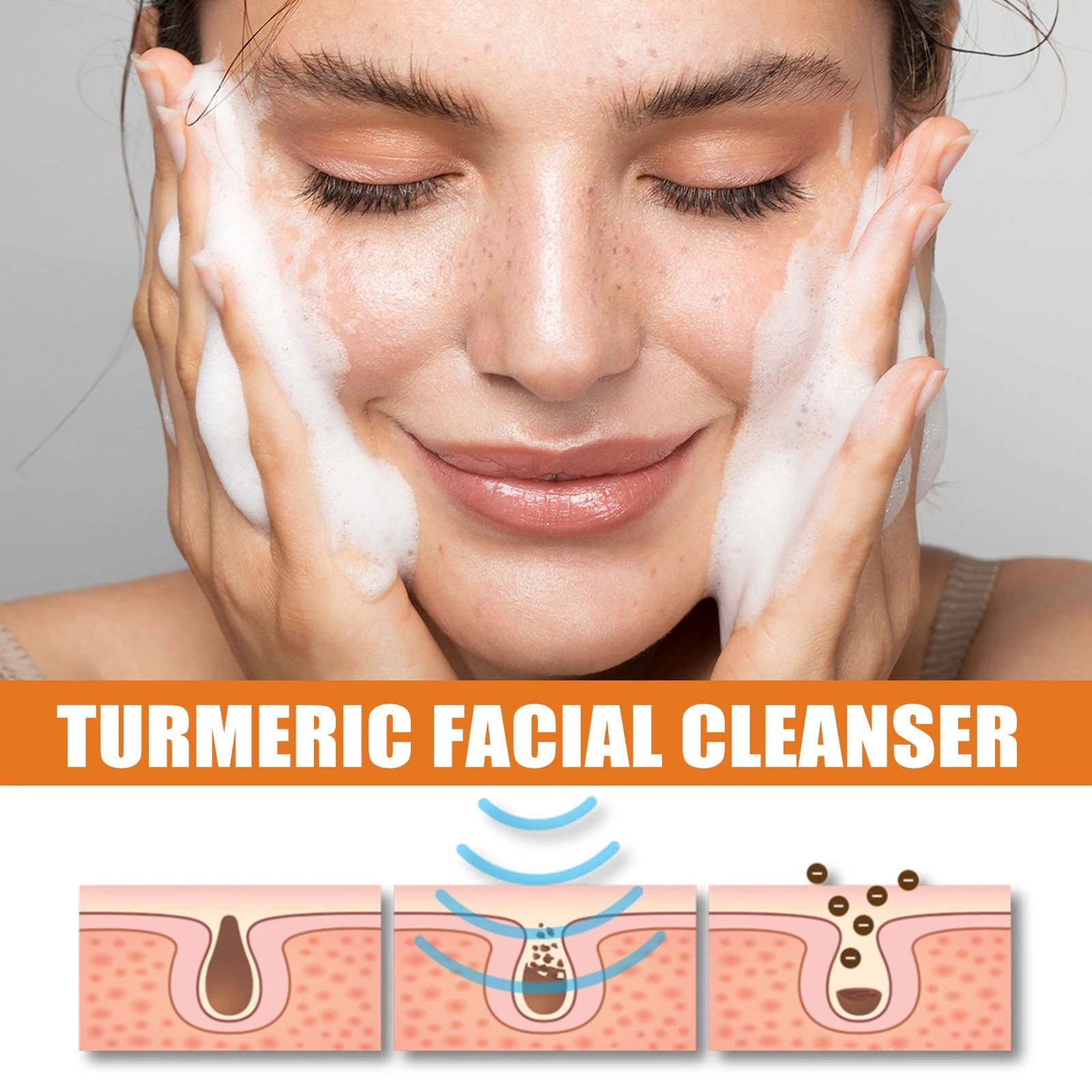 EELHOE Moisturizing Cleanser — Foam cleansing and skin-surface illustration.