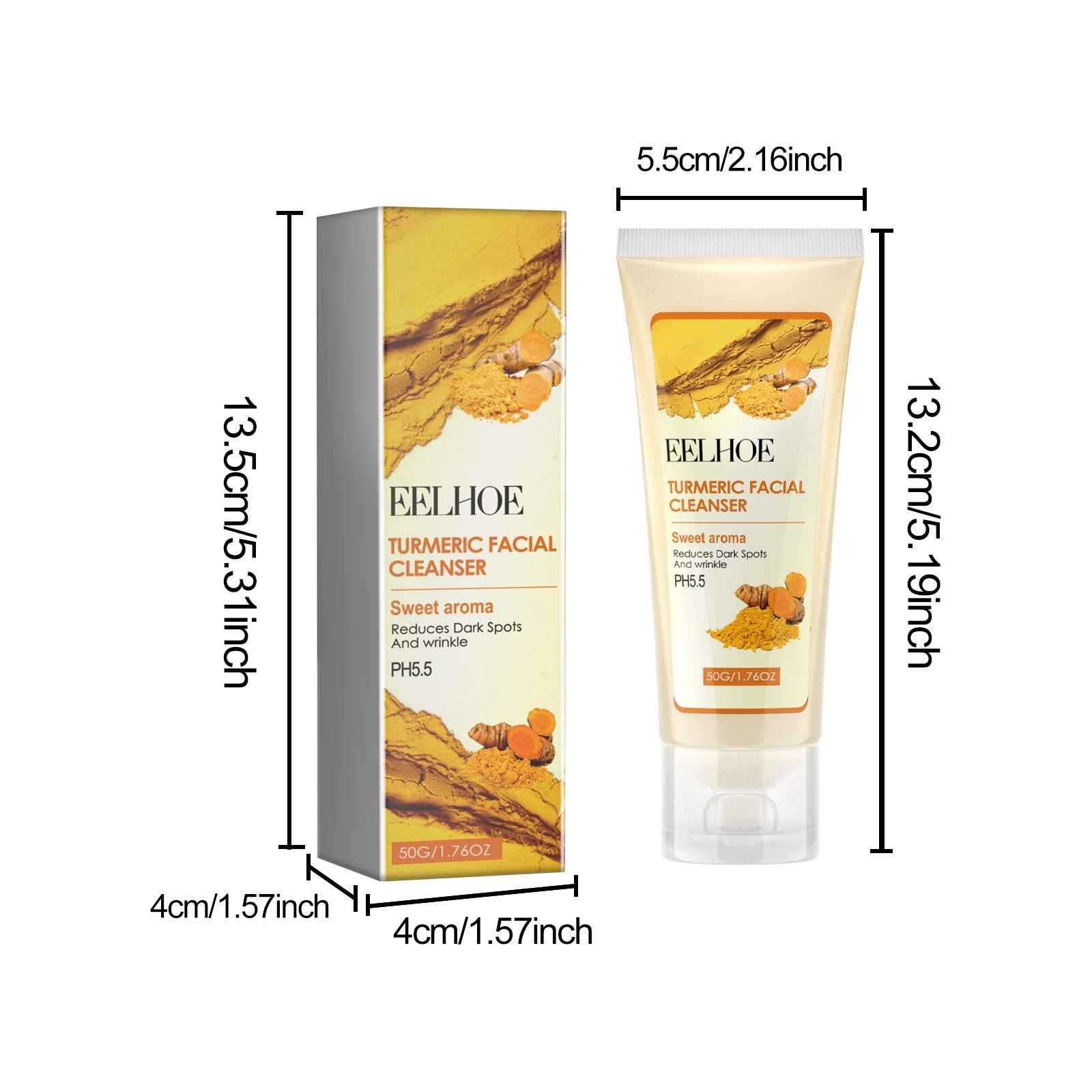 EELHOE Moisturizing Cleanser — 50g tube and carton dimensions.