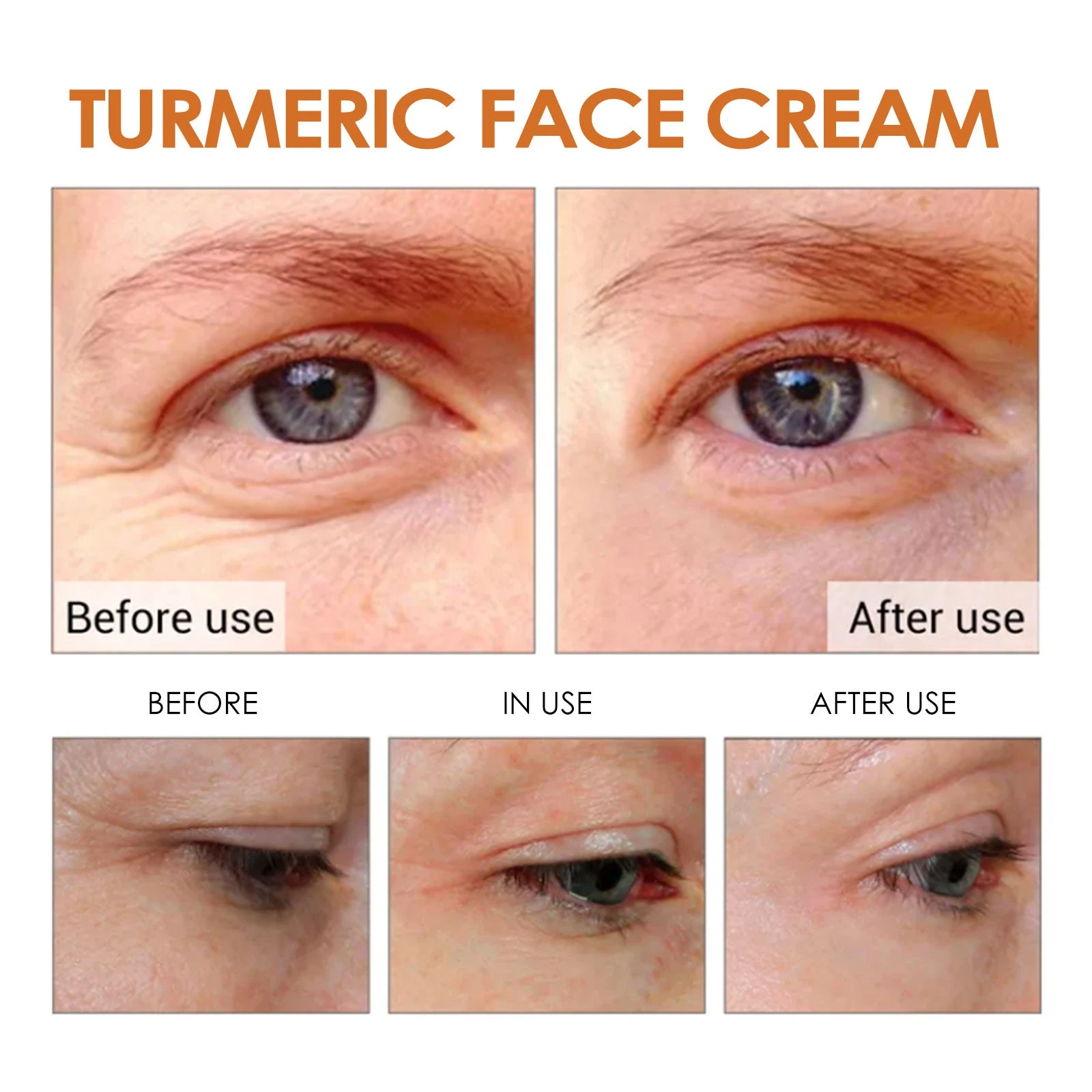 EELHOE Turmeric Face Moisturizer — Facial skin-texture comparison artwork.