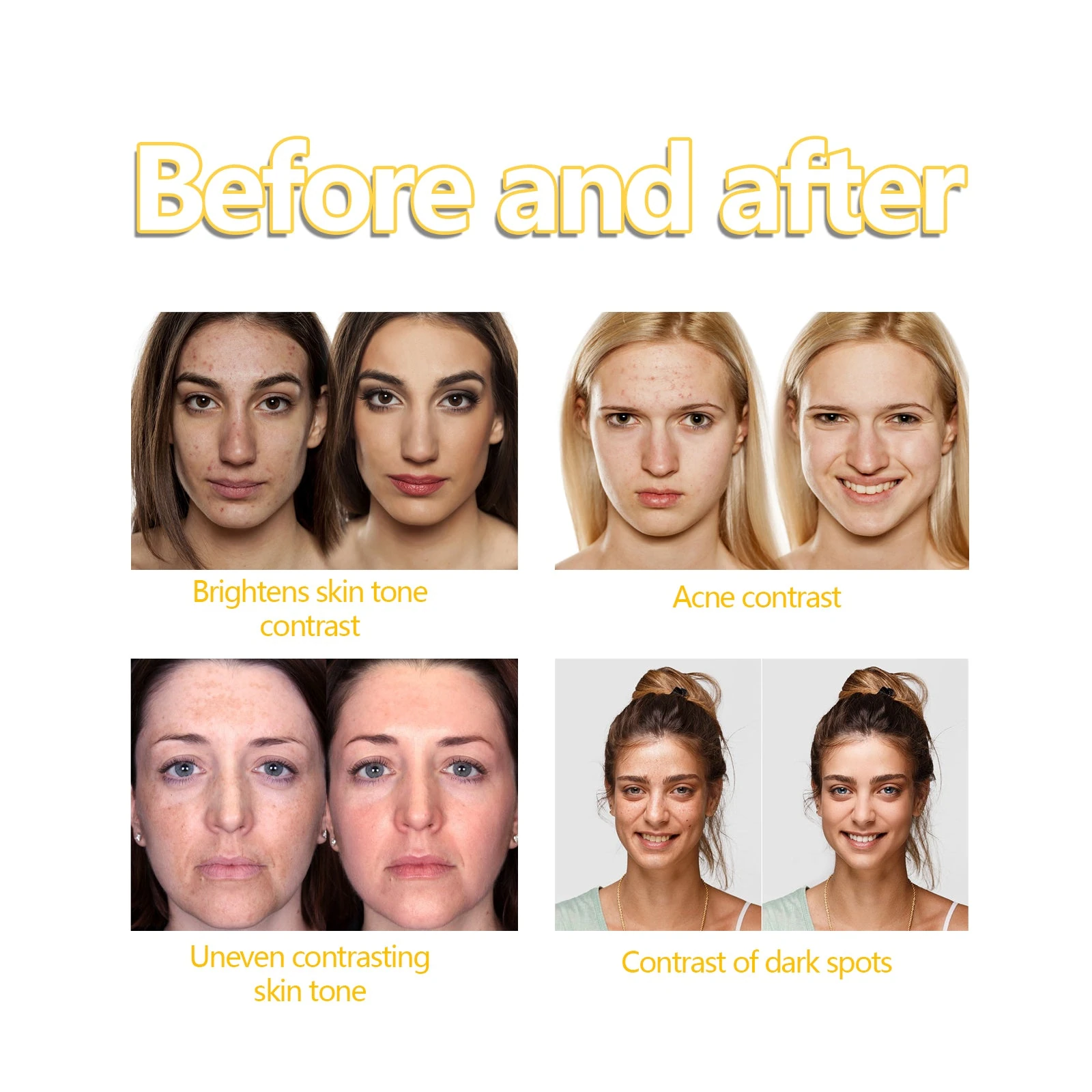 EELHOE Vitamin C Soap — Facial skin-tone comparison artwork.