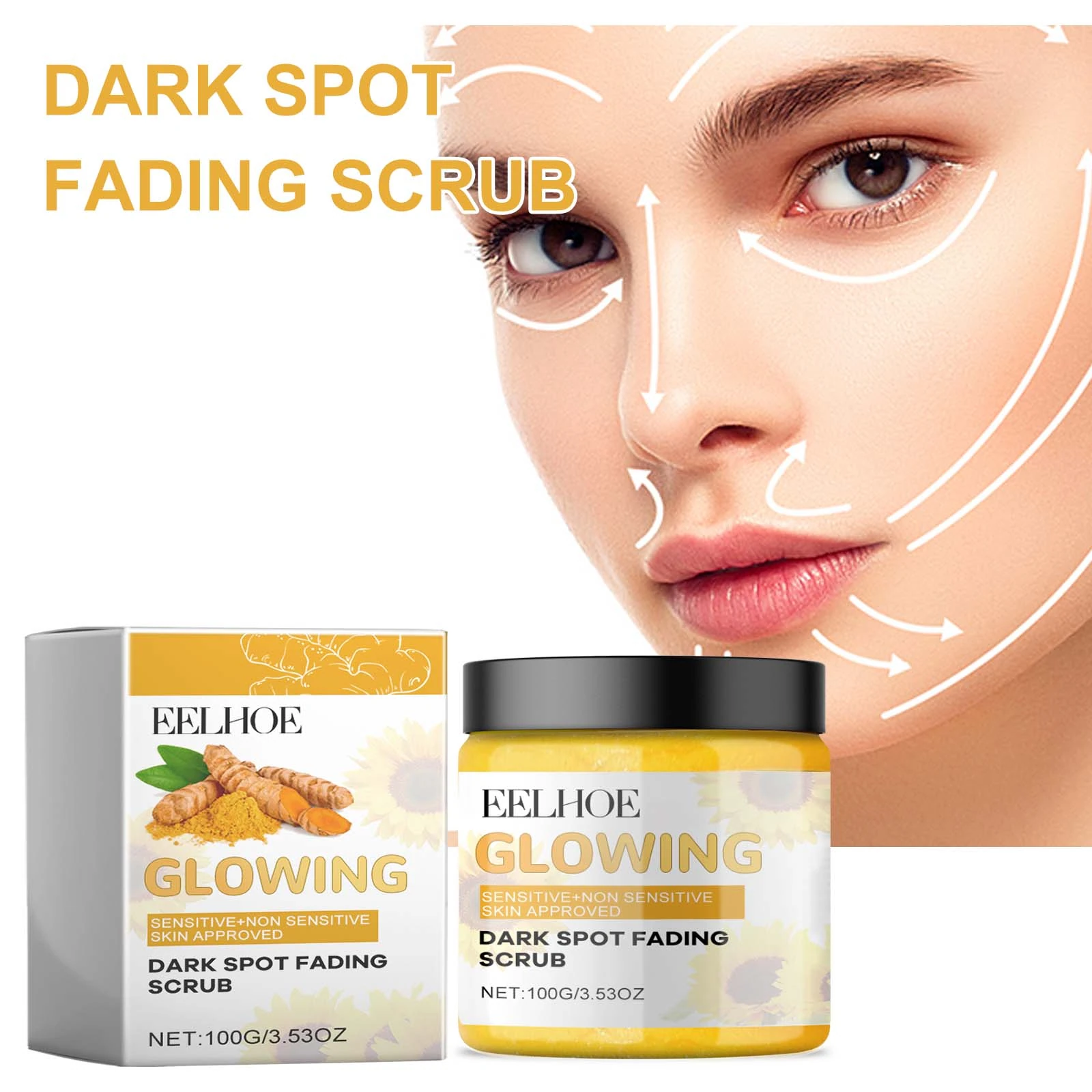 EELHOE Turmeric Facial Scrub — Keep the exfoliating product away from the eye area.