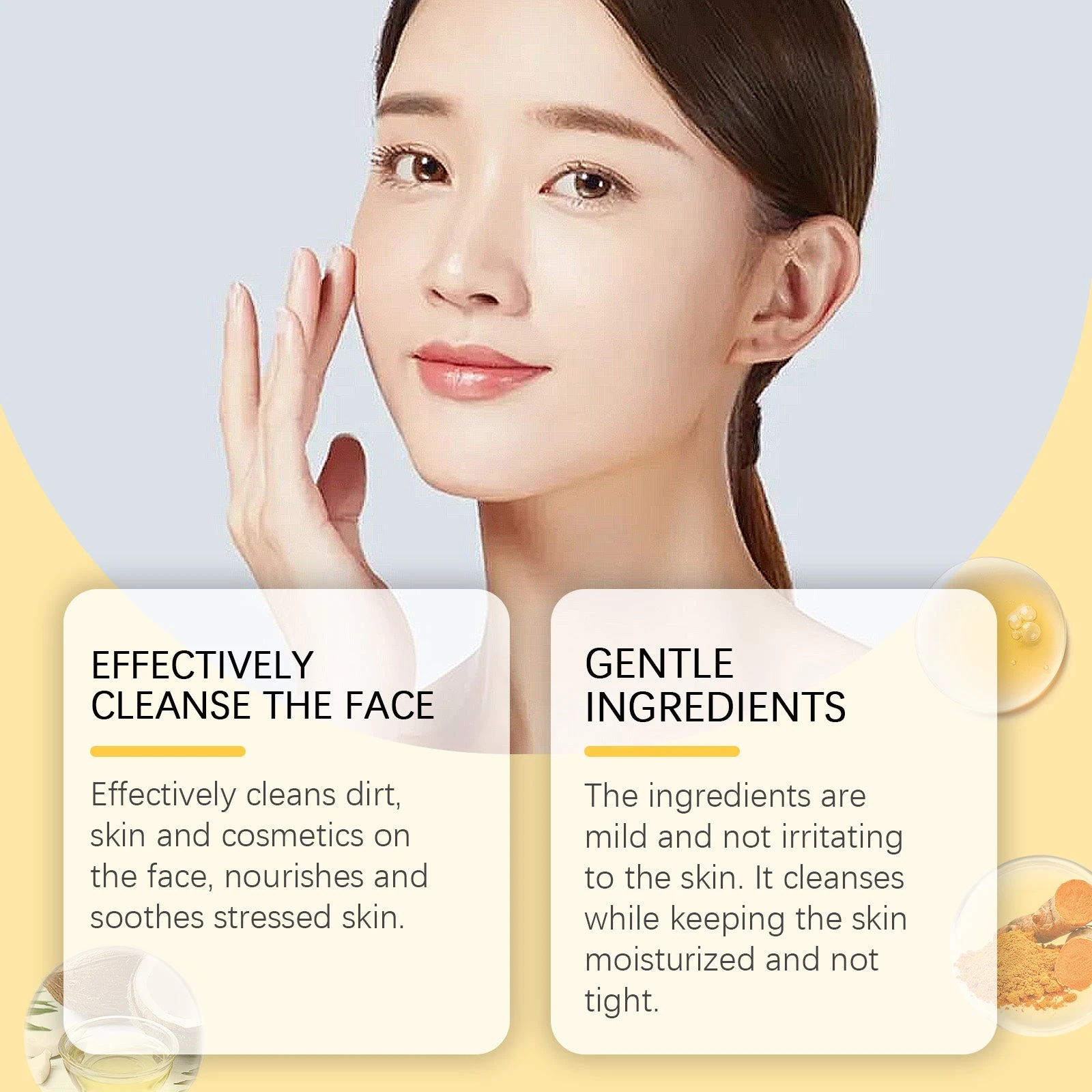 EELHOE Turmeric Foaming Cleanser — Foam cleanser and facial-care artwork.