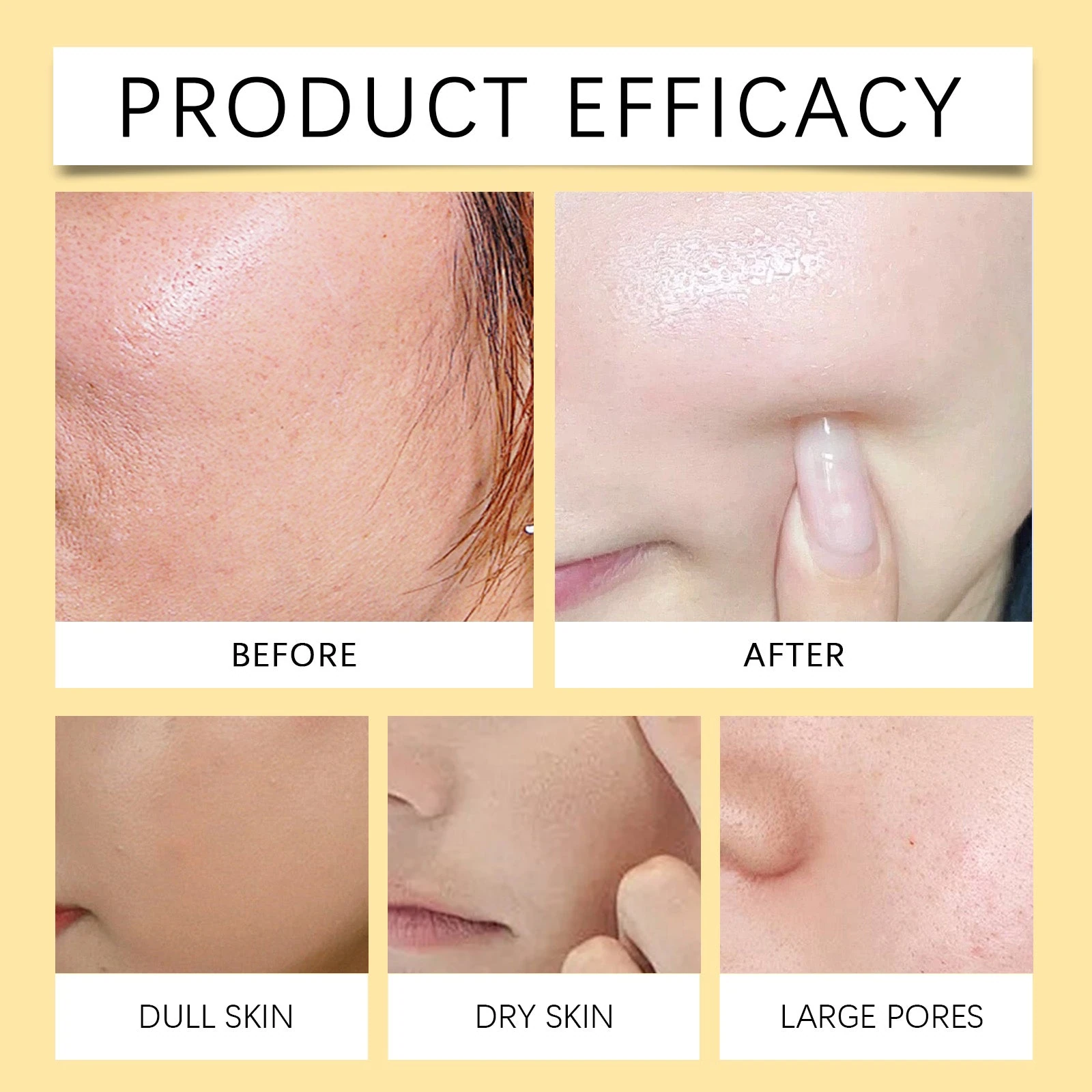EELHOE Turmeric Foaming Cleanser — Facial skin-texture comparison artwork.