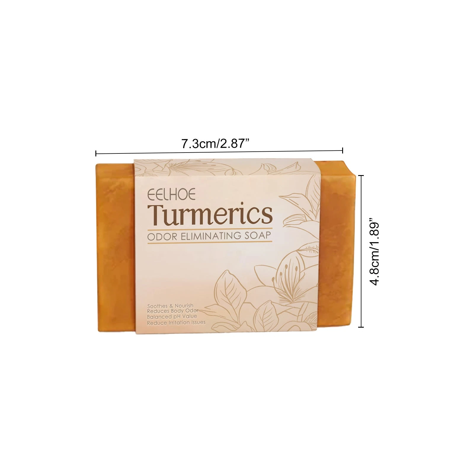 EELHOE Turmeric Body Soap — Soap bar dimensions.
