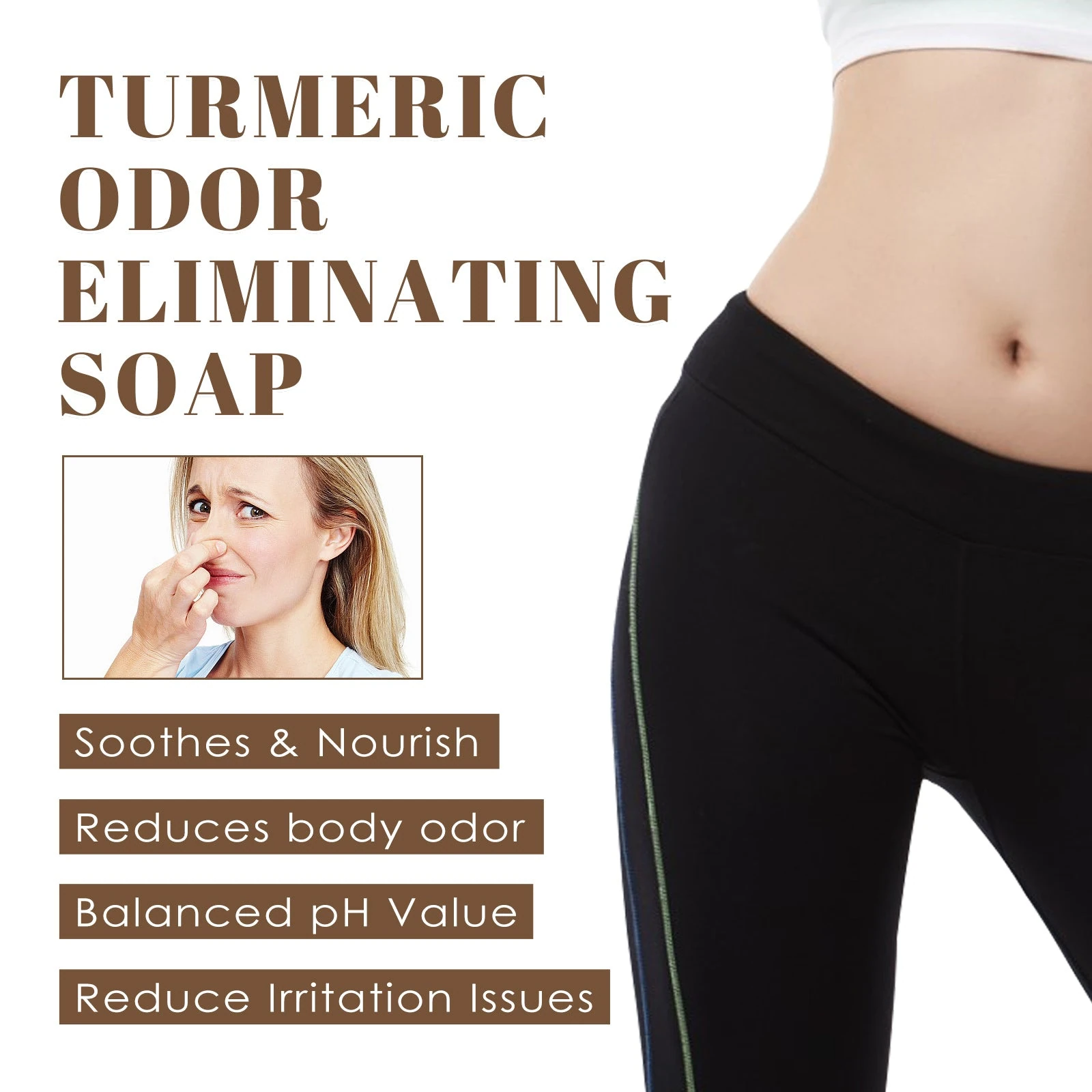 EELHOE Turmeric Body Soap — Body-cleansing benefit artwork.