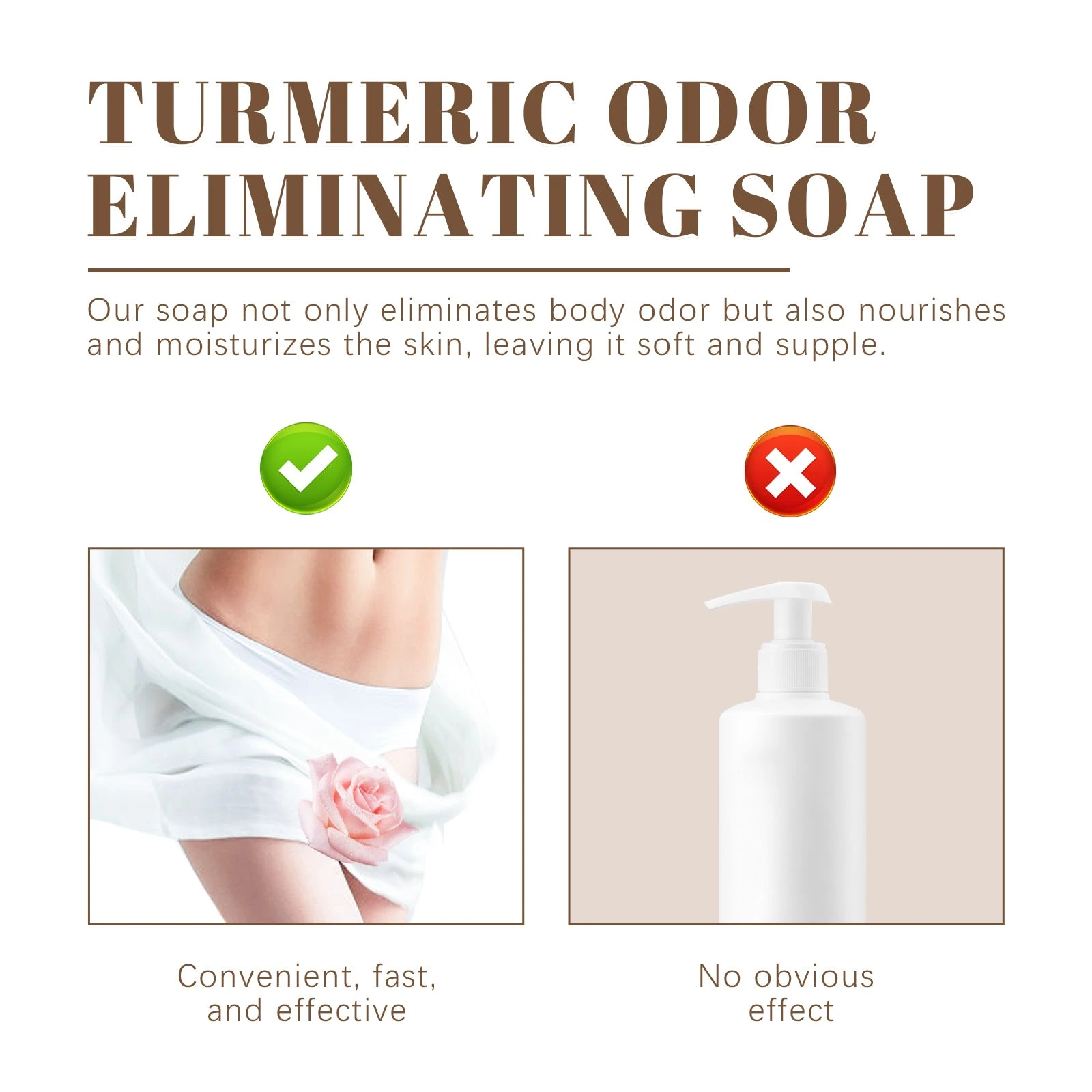 EELHOE Turmeric Body Soap — Solid bar and liquid-wash format illustration.