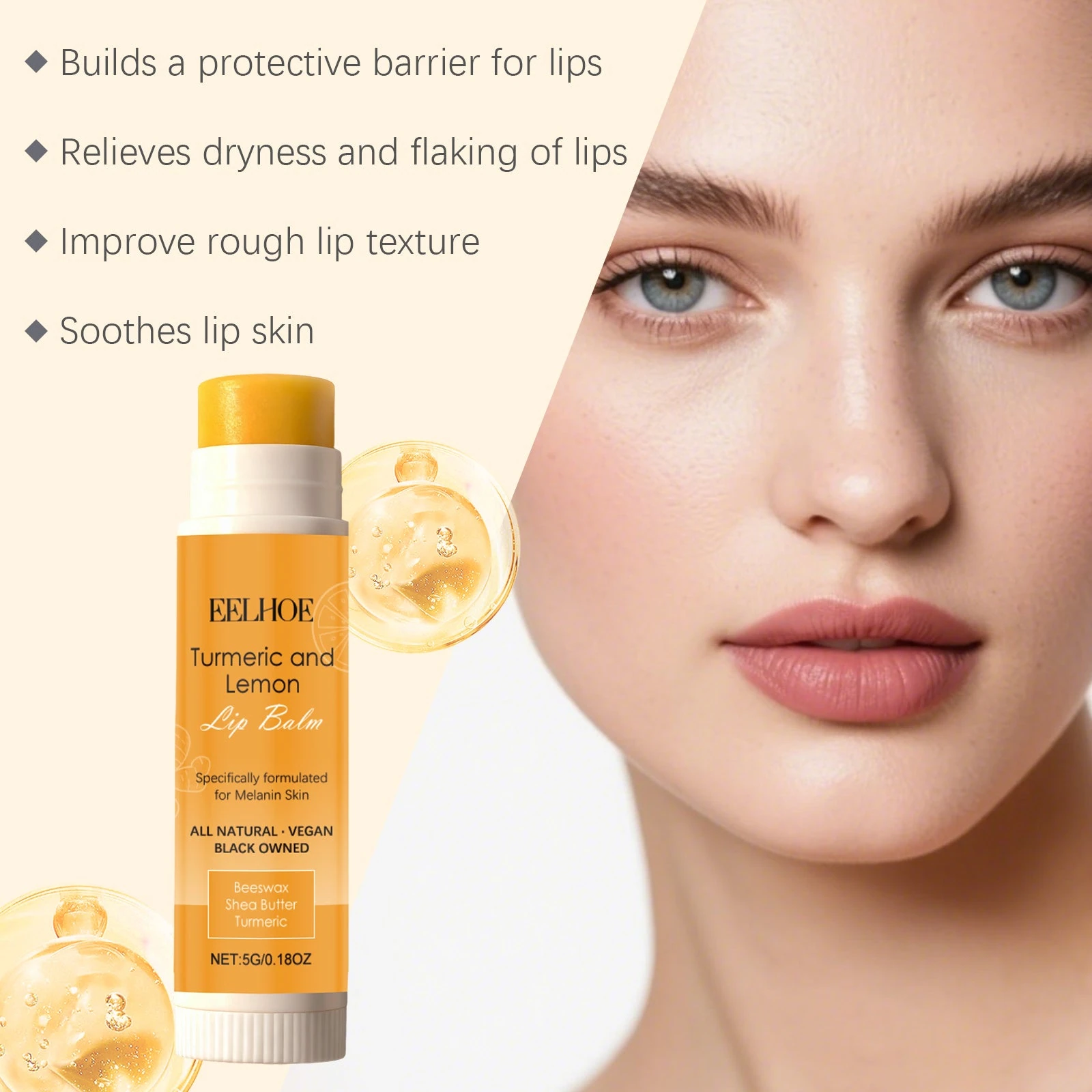 EELHOE Turmeric and Lemon Lip Balm with Shea Butter — for your bag and your daily routine, product image 8