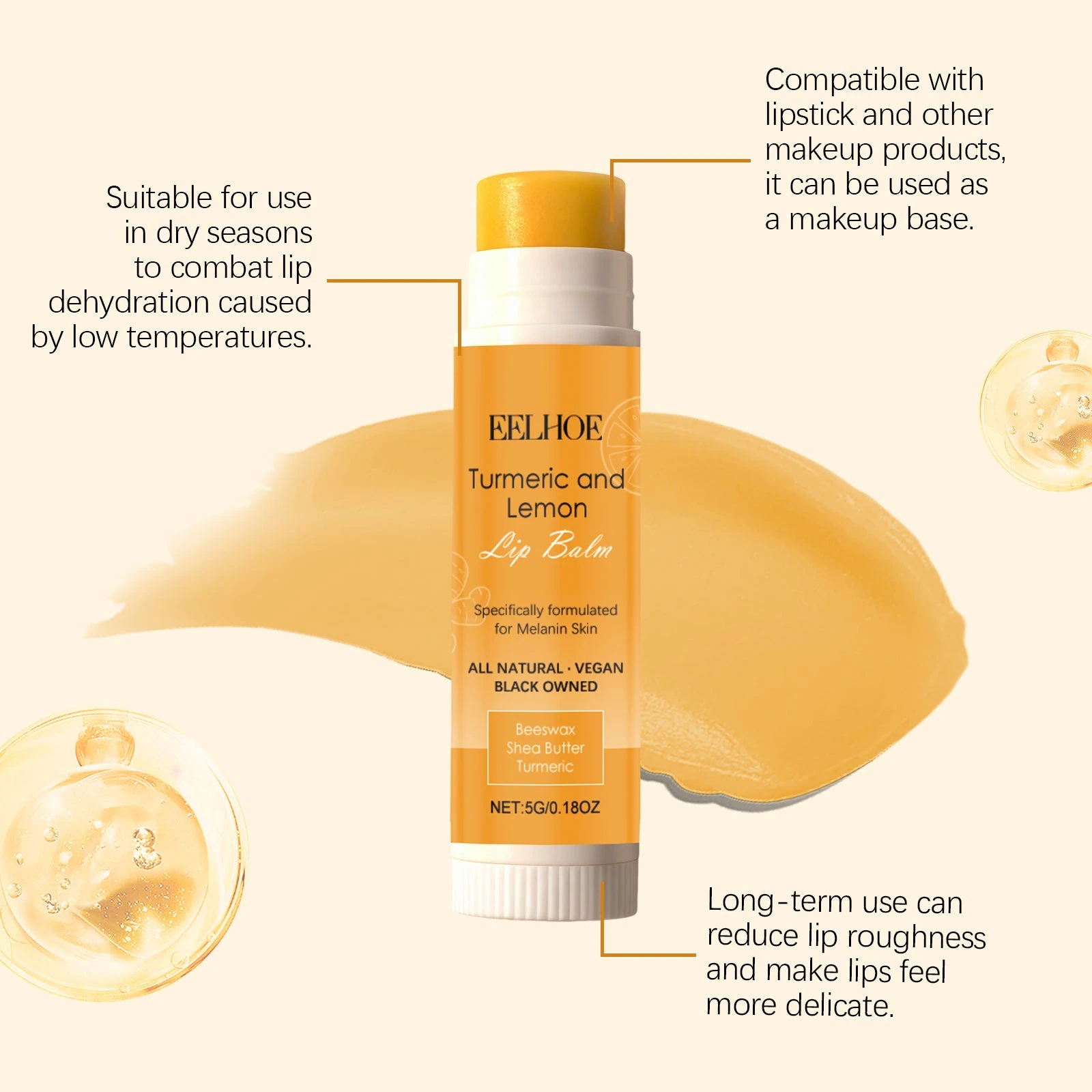 EELHOE Turmeric and Lemon Lip Balm with Shea Butter — for your bag and your daily routine, product image 9