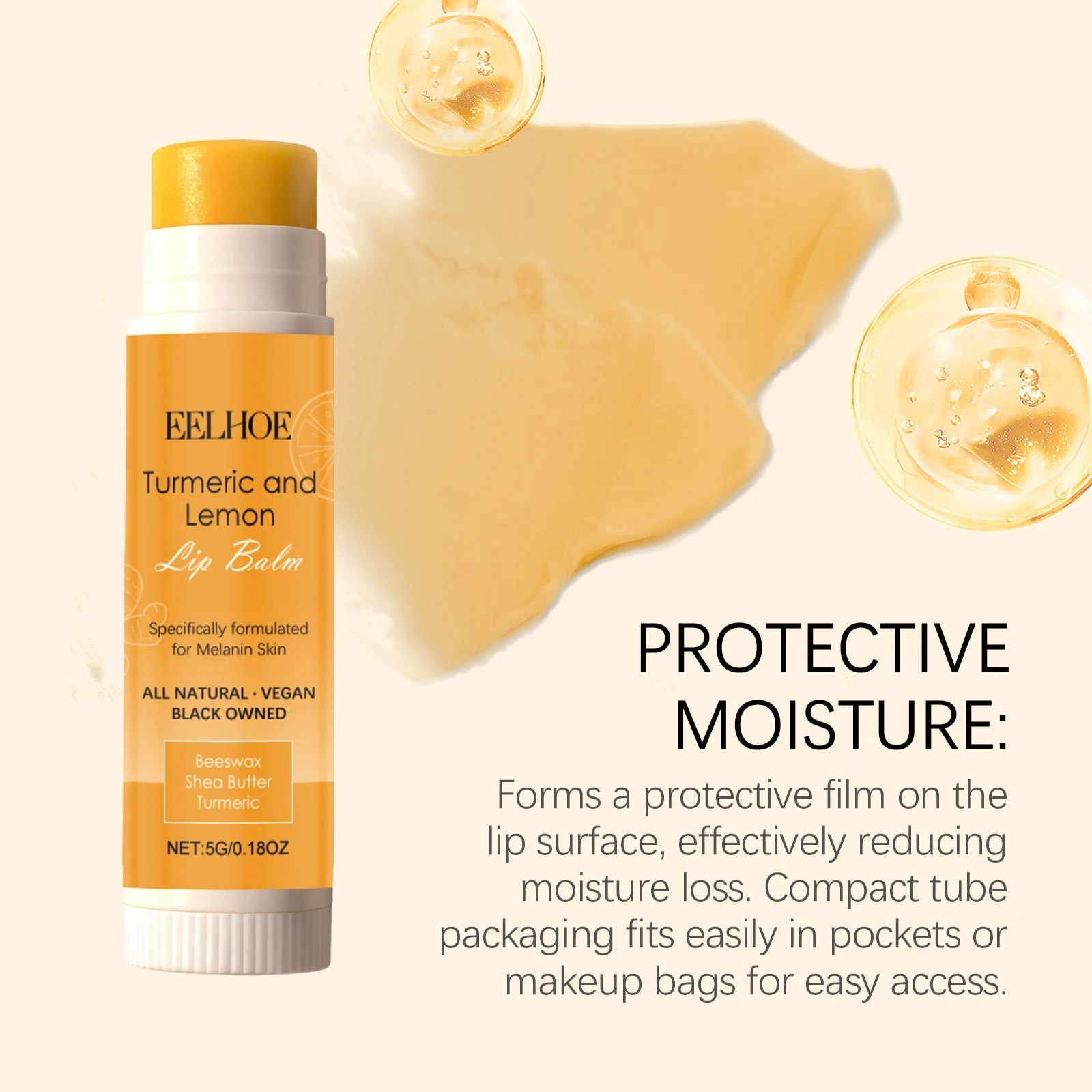 EELHOE Turmeric and Lemon Lip Balm with Shea Butter — a lemon lip balm for everyday comfort, product image 10