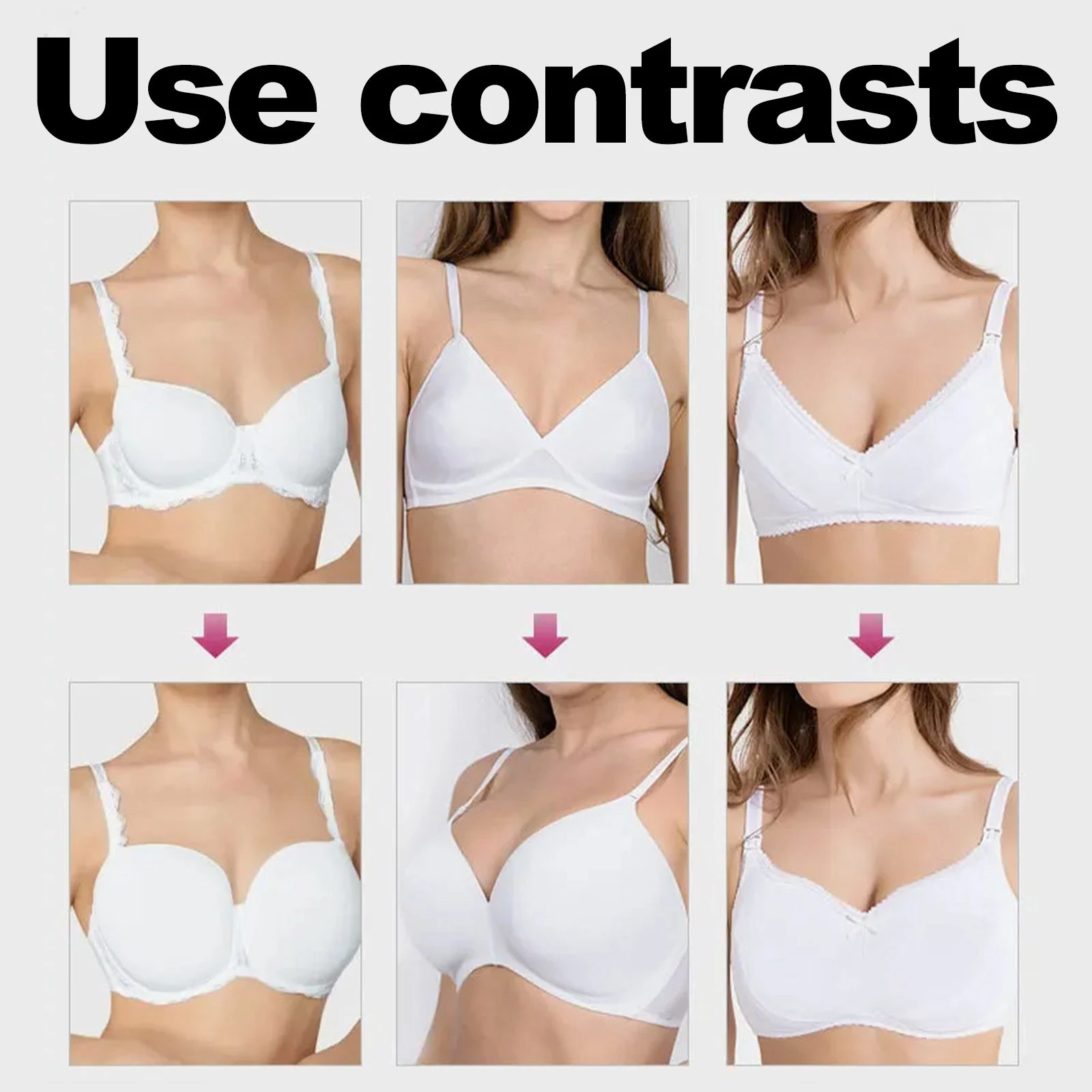 Breast care patch promotional artwork with chest-appearance comparisons