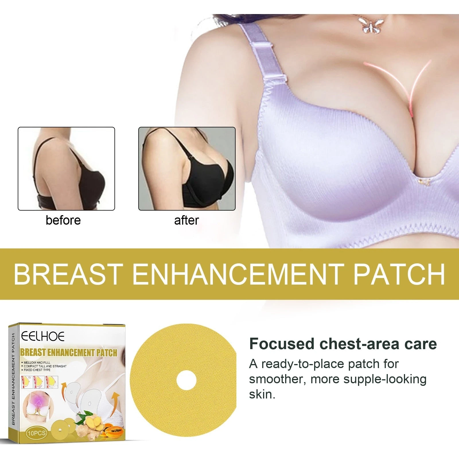 Ginger breast patch with chest-skin firmness artwork