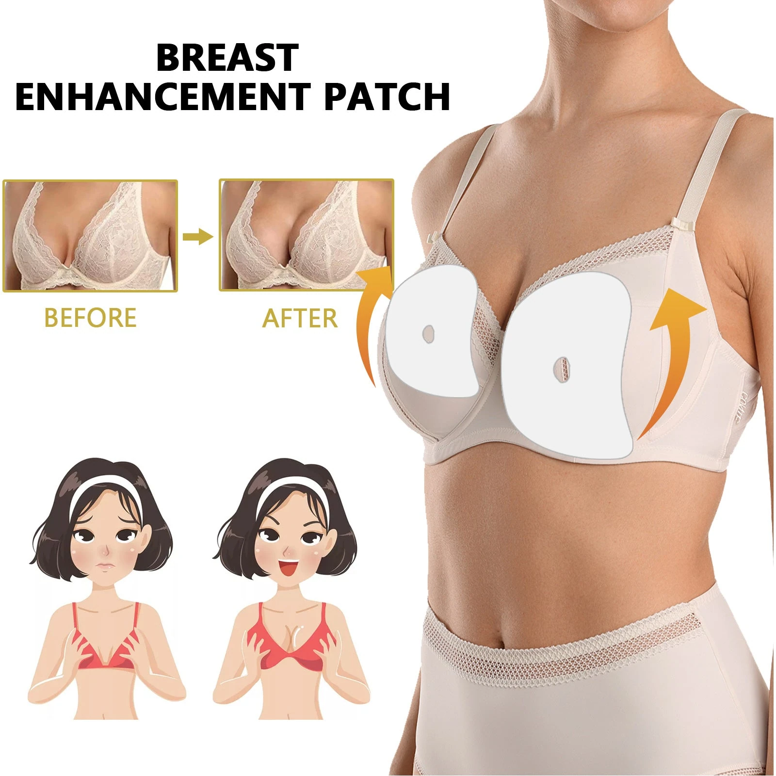 EELHOE Breast Care Patch — Placement concept for targeted chest-area care.
