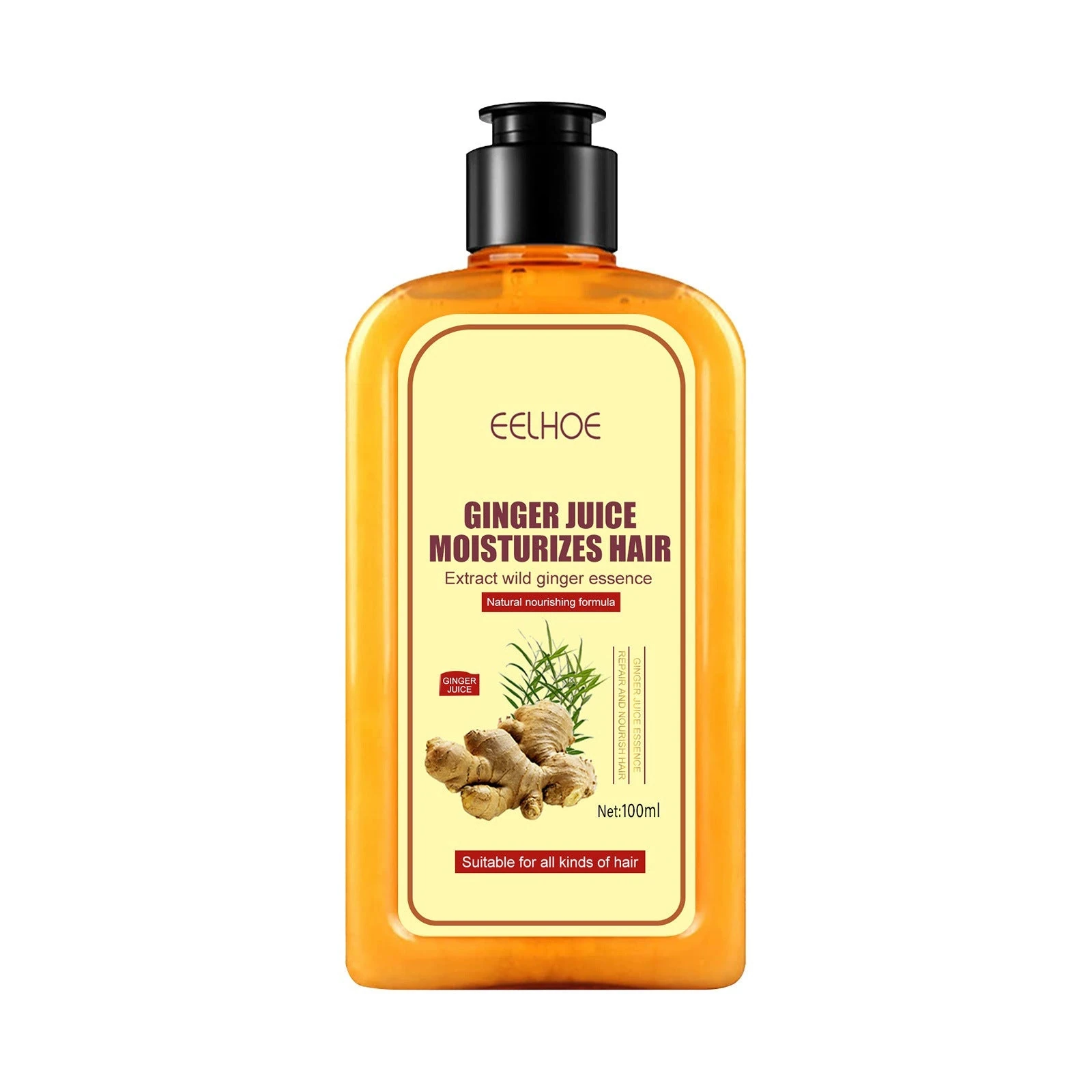 EELHOE 100ml liquid ginger shampoo in a yellow flip-top bottle