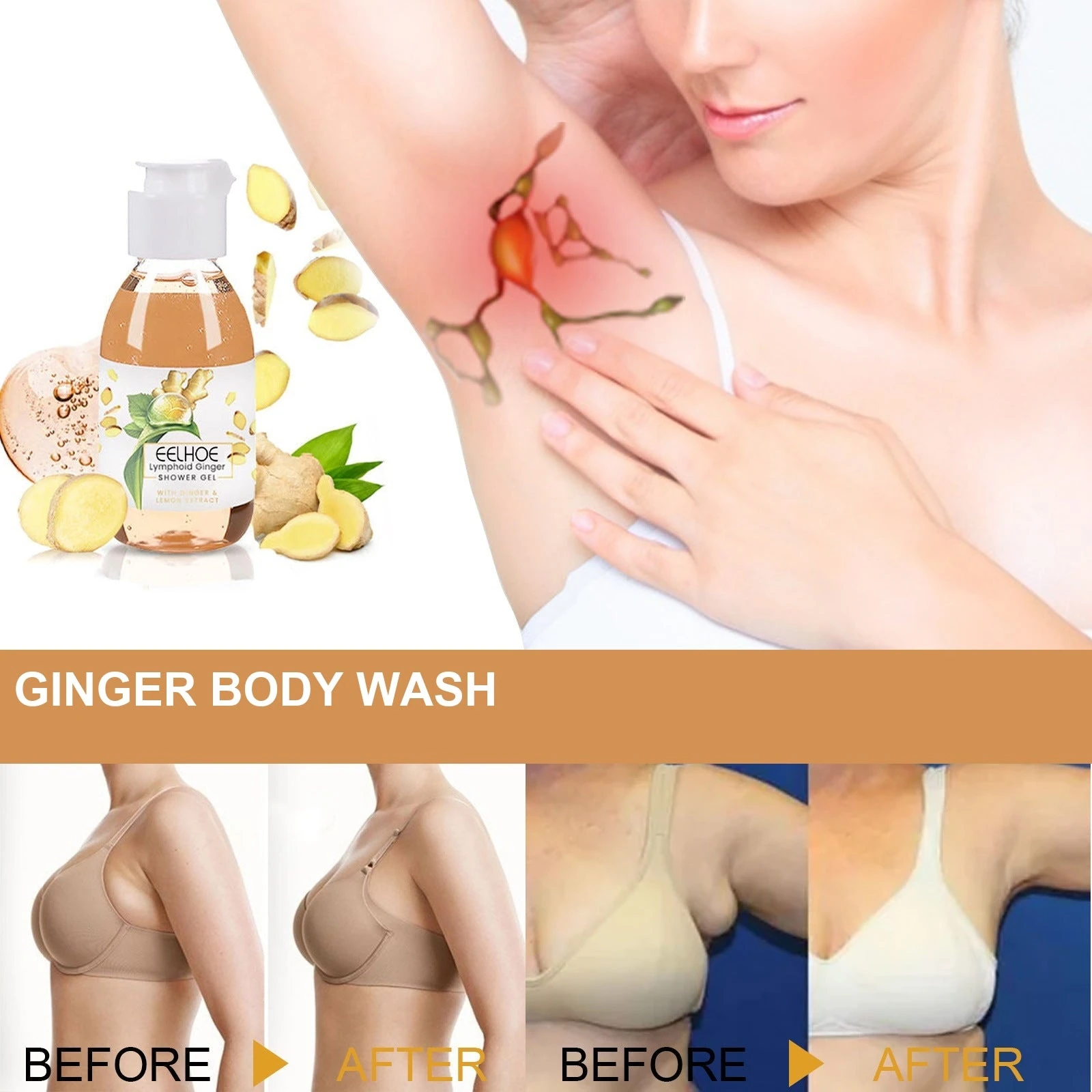 EELHOE Ginger Body Wash — Choose a liquid body wash for your rinse-off cleansing step.