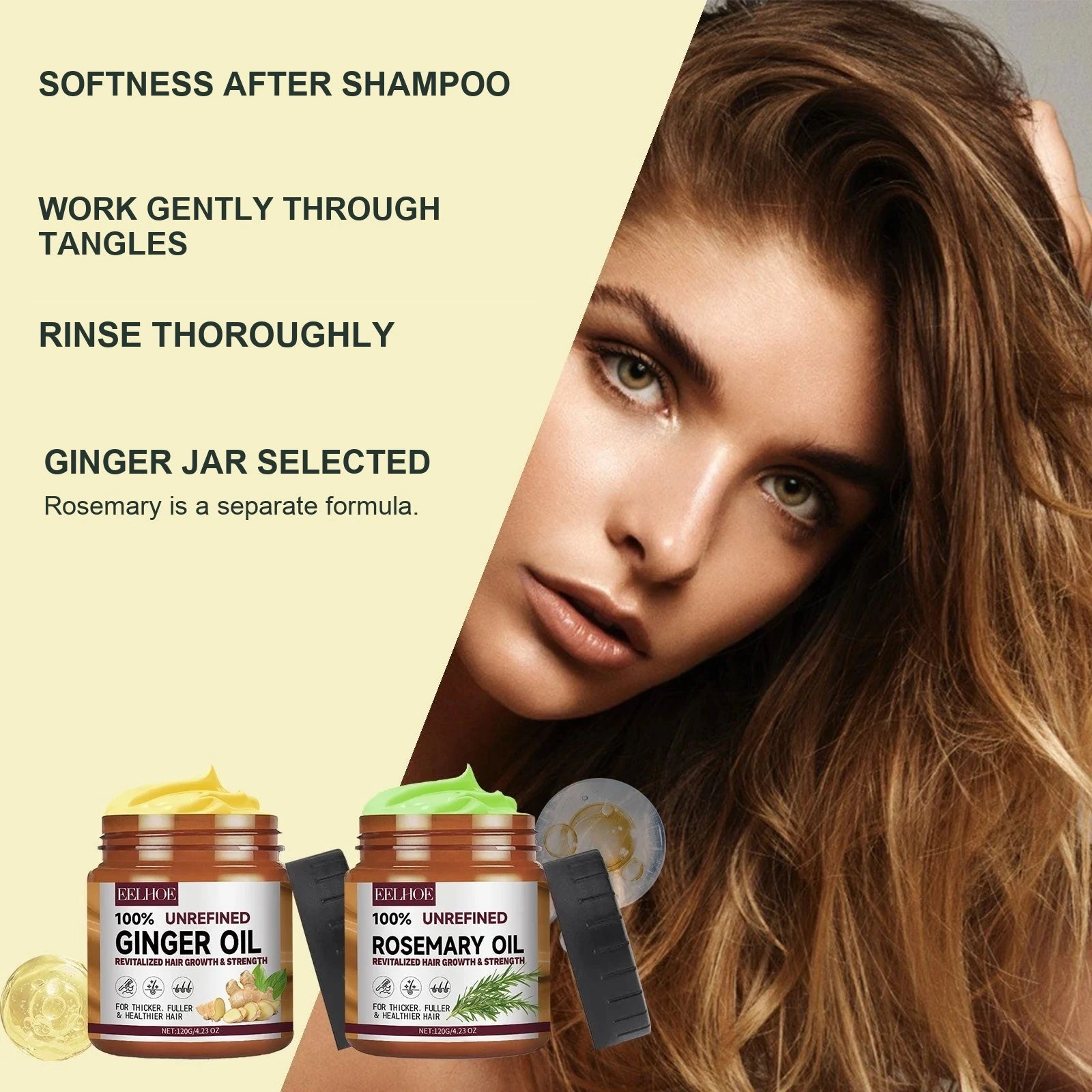 EELHOE Conditioning benefits and rinse-off illustration