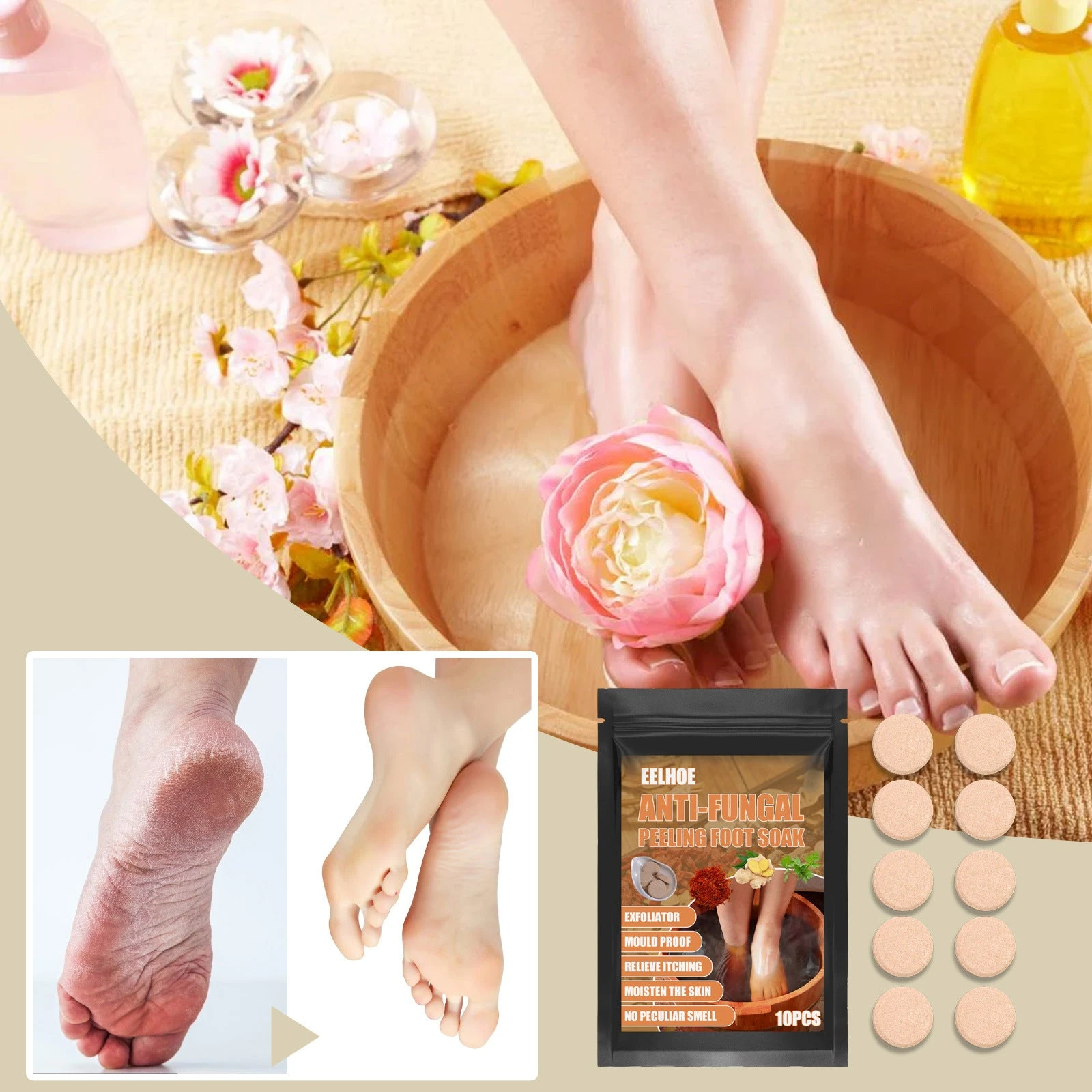 EELHOE Ginger Foot Bath — Warm-water foot soak and the tablet pack.