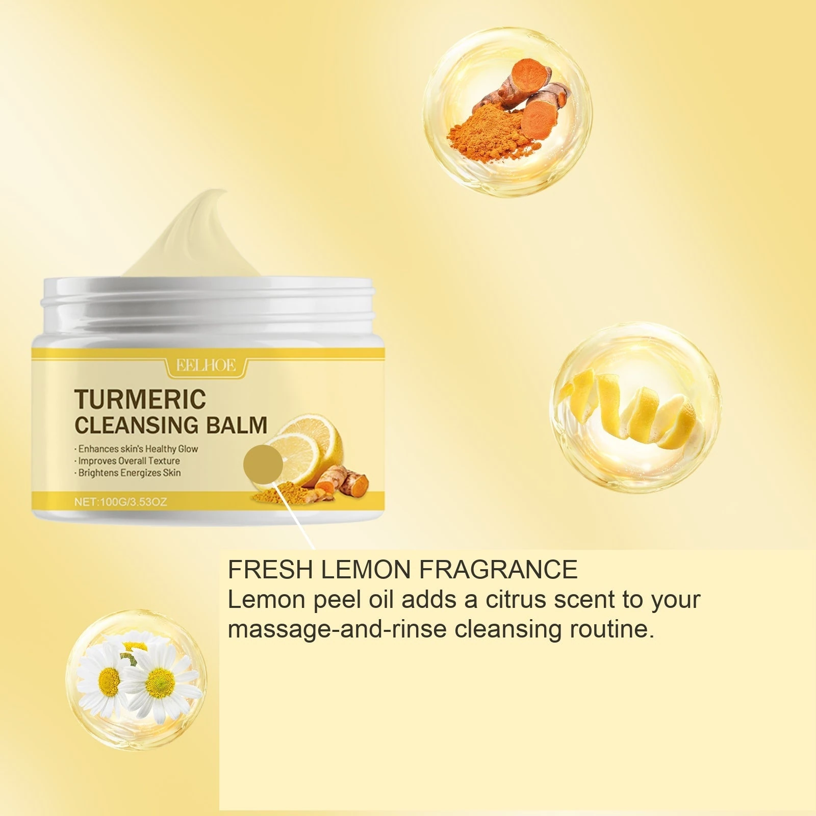 EELHOE Makeup Remover Balm — Lemon peel oil gives the cleansing balm a citrus scent.