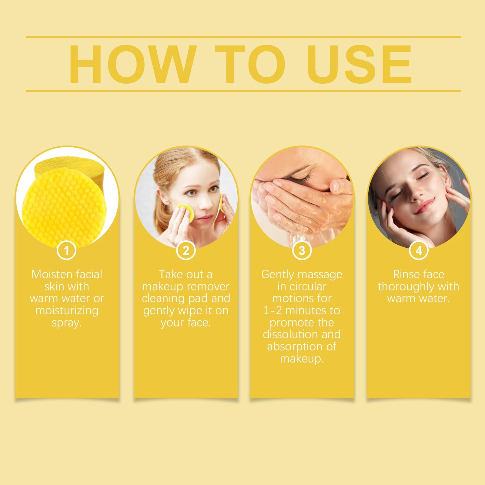 EELHOE Makeup pad application and rinse directions