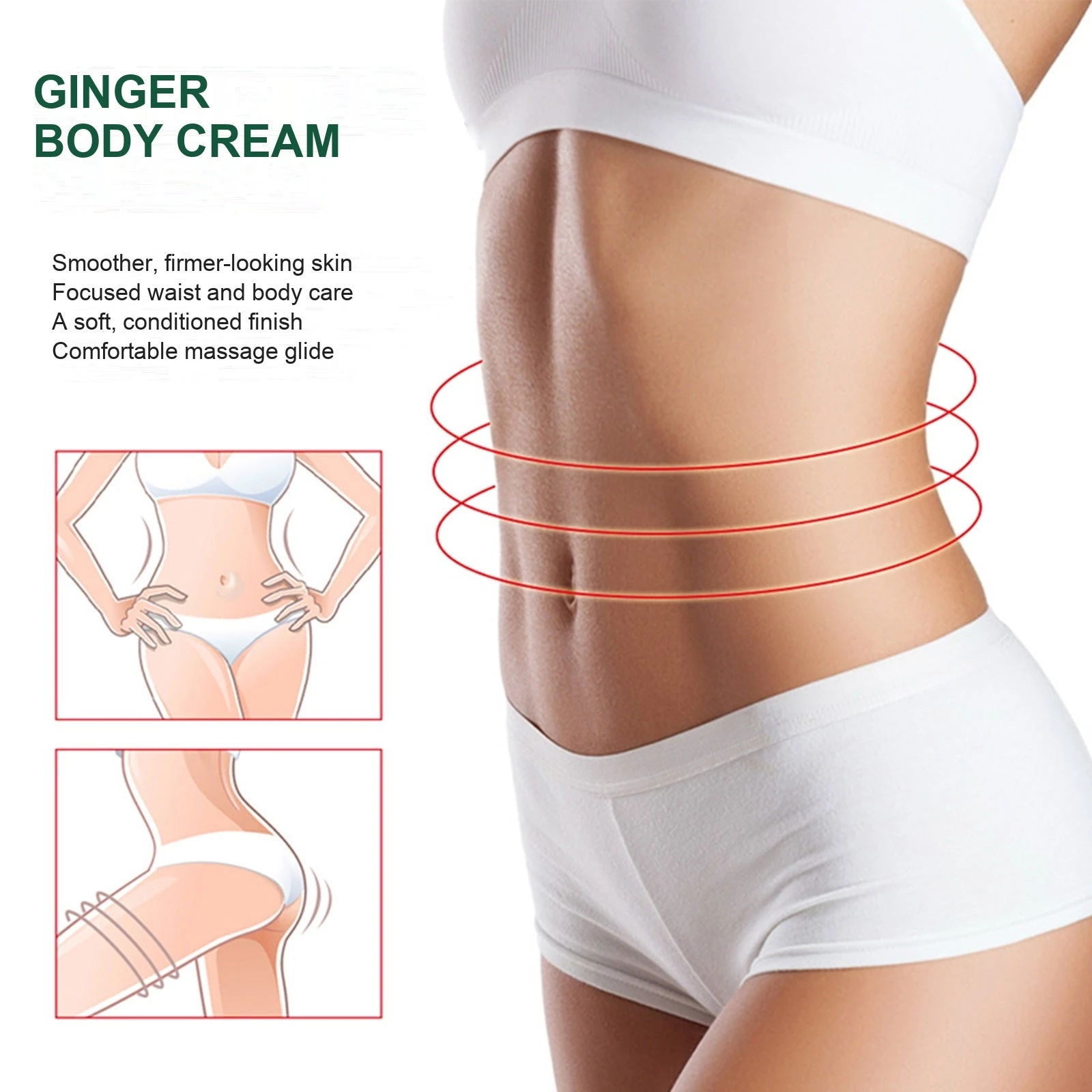 EELHOE green-jar body cream artwork showing waist and skin-smoothing care