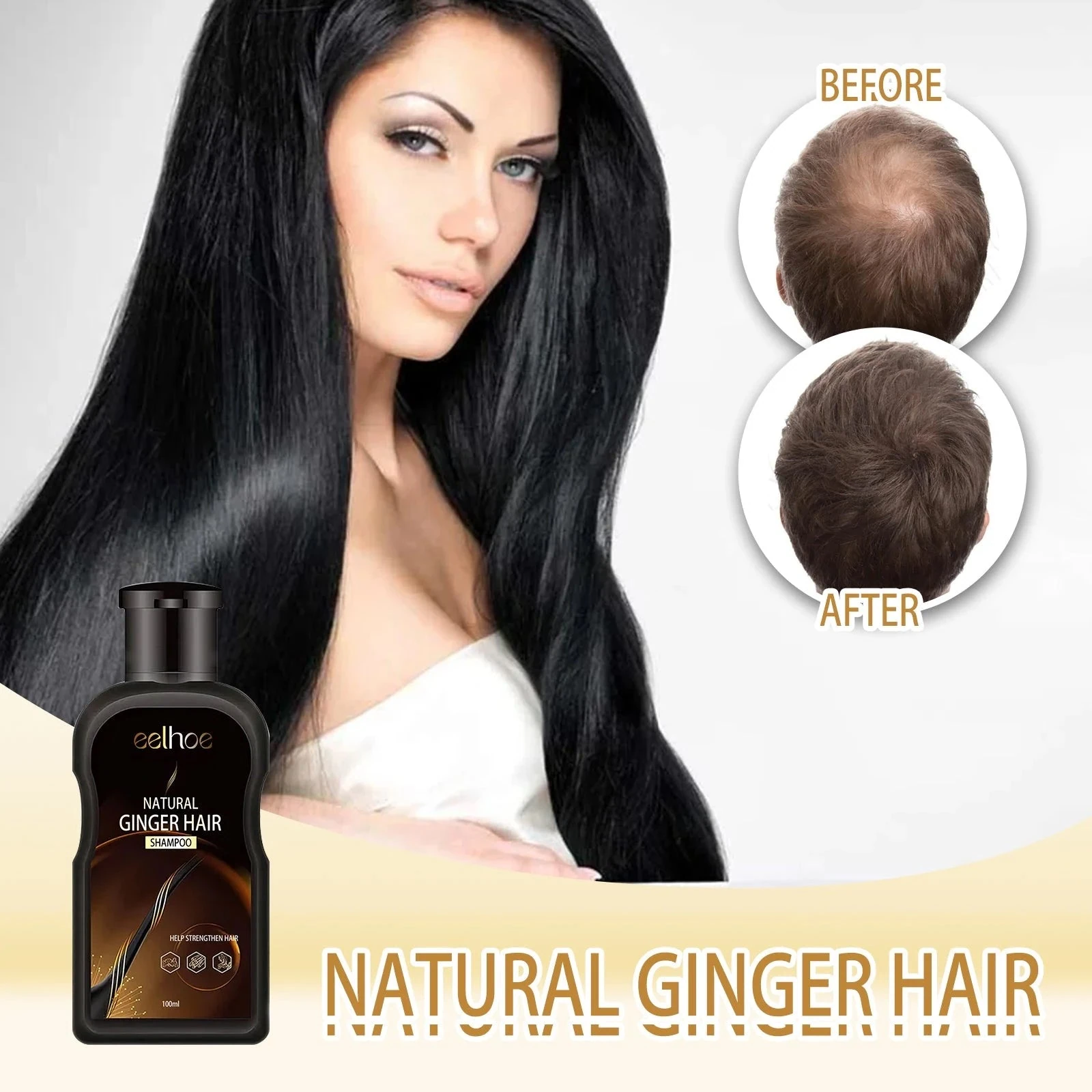 EELHOE Ginger Hair Shampoo — Begin the routine with a thorough scalp cleanse.