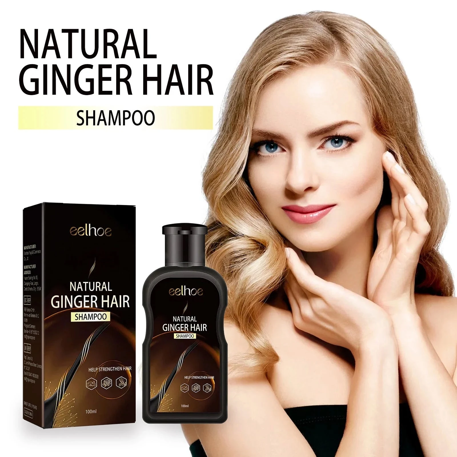 EELHOE Ginger Hair Shampoo — A ready-to-use liquid wash for scalp and roots.