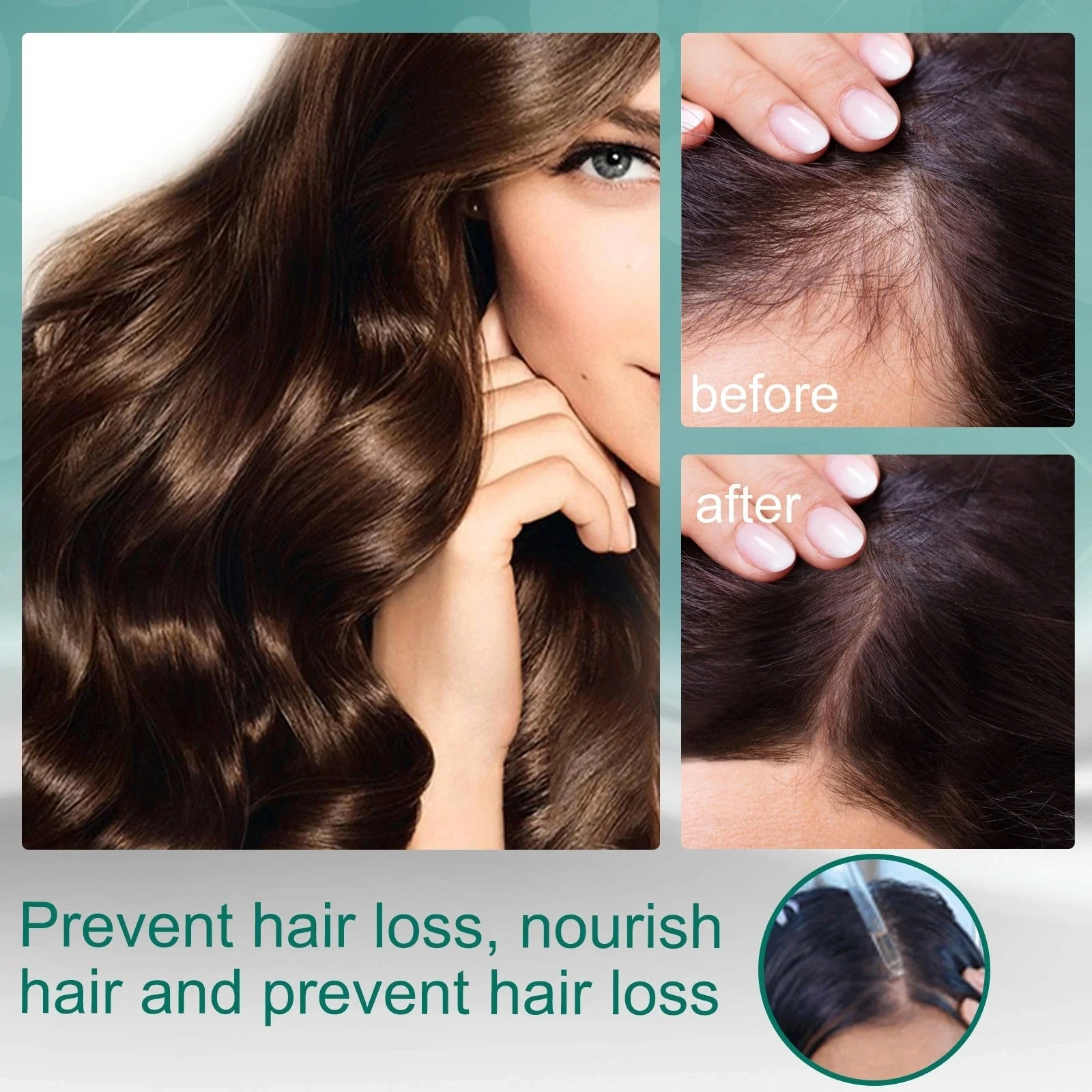 Original EELHOE ginger scalp oil artwork showing parted scalp and hair appearance
