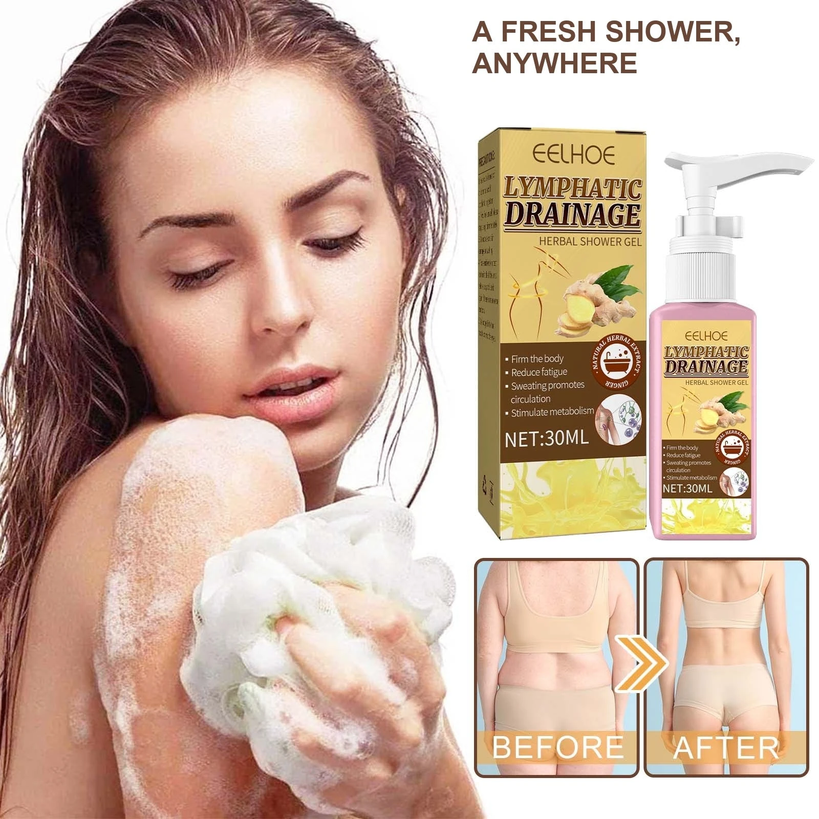 EELHOE Travel Size Body Wash — A lathering shower step for wet body skin.