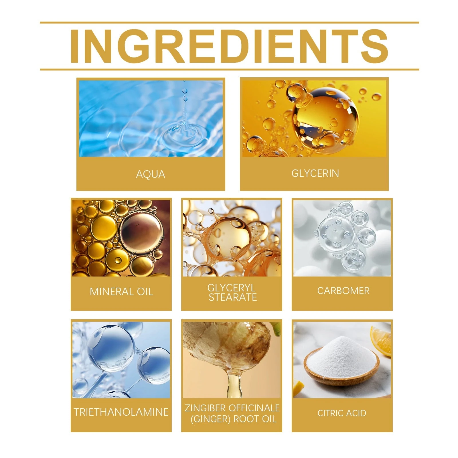 EELHOE ginger body massage cream ingredient panel with glycerin and ginger root oil