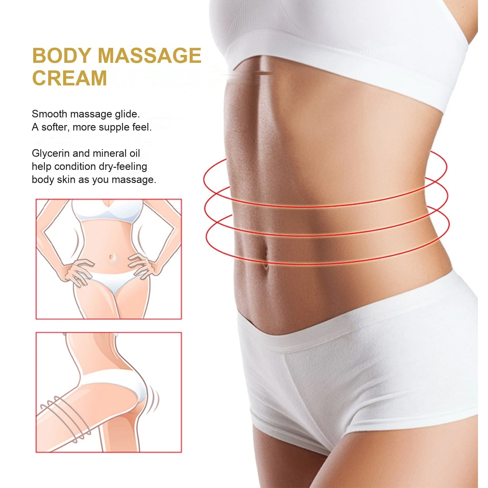 EELHOE body cream artwork showing waist and thigh care