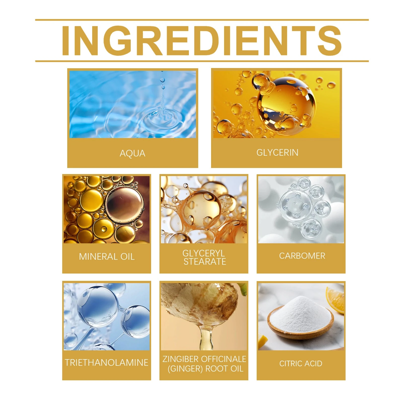 EELHOE ginger body massage cream ingredient panel with glycerin and ginger root oil