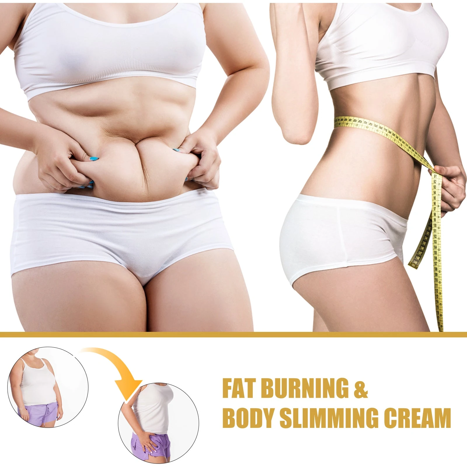 Ginger body cream promotional artwork featuring waist and abdomen imagery