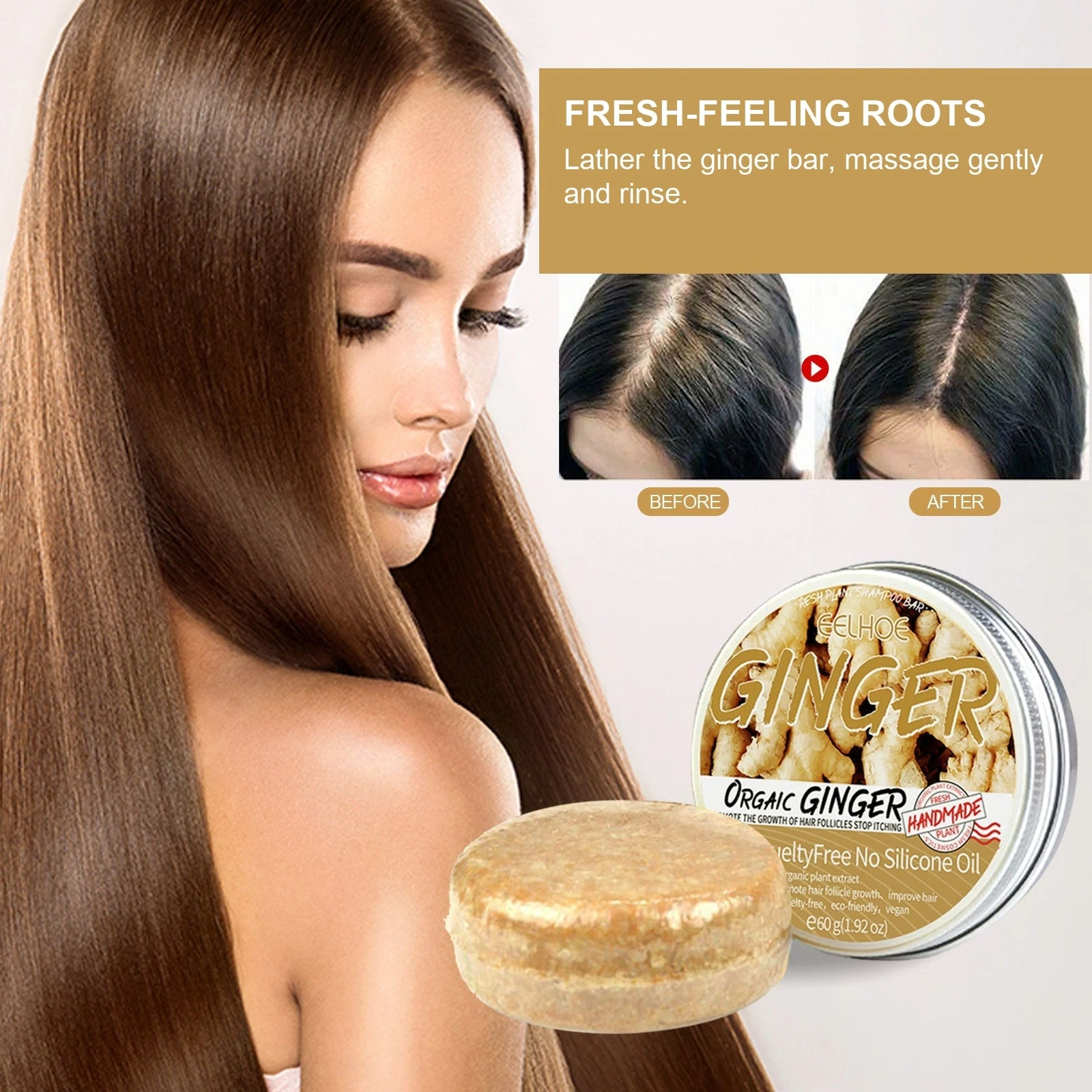 EELHOE Shampoo Bar for Oily Hair — A solid wash to lather and rinse from wet hair.