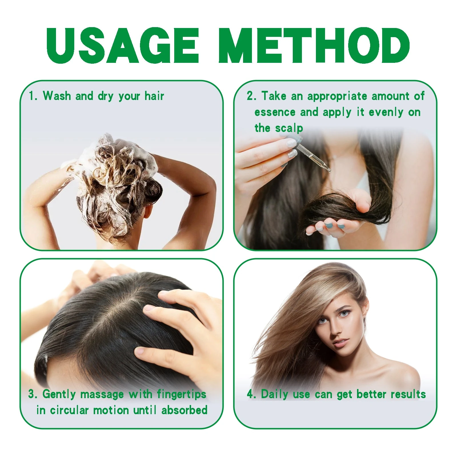 EELHOE Lightweight Scalp Serum — Wash and dry, apply to the scalp, massage until absorbed and leave on.
