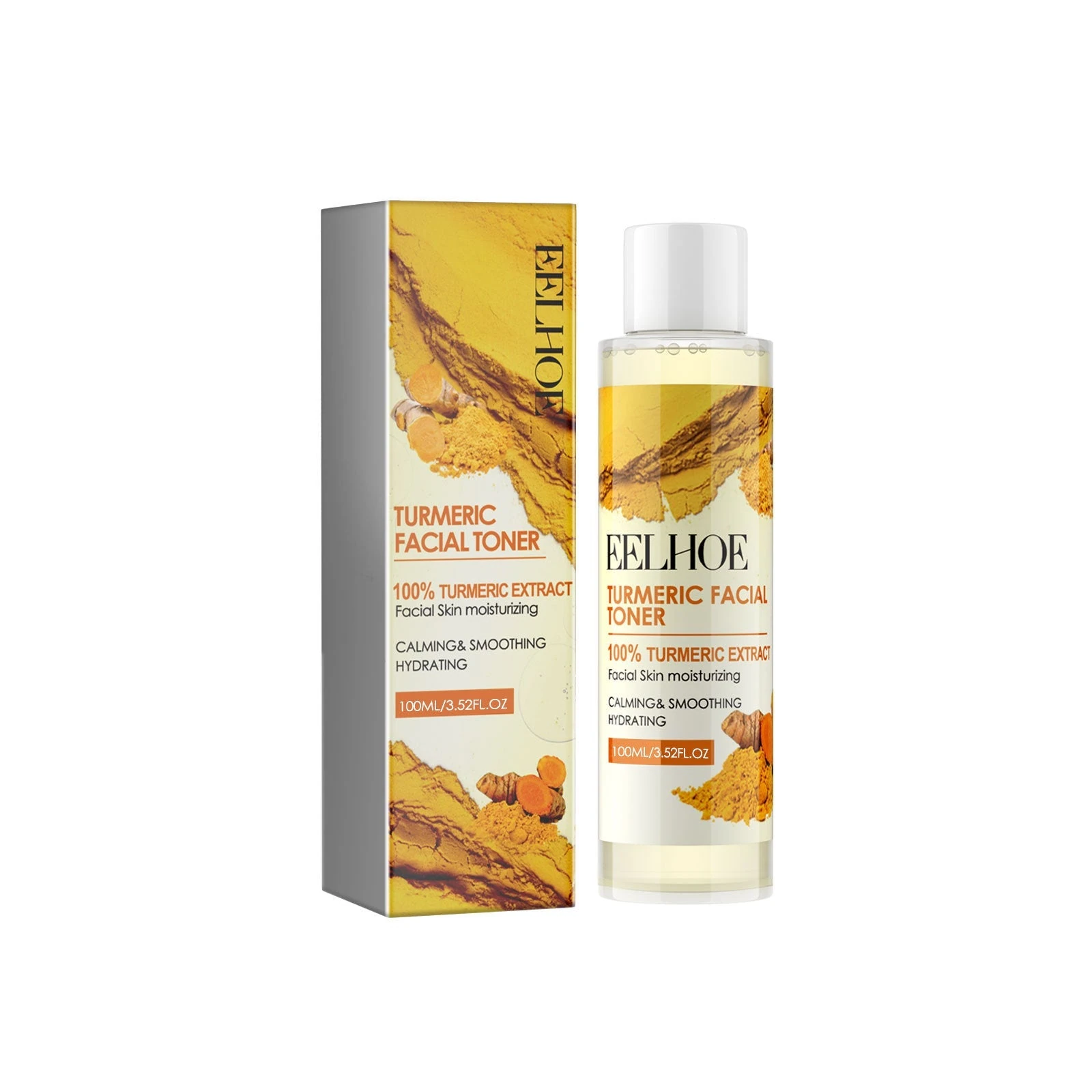 EELHOE 100ml turmeric facial toner bottle beside its carton