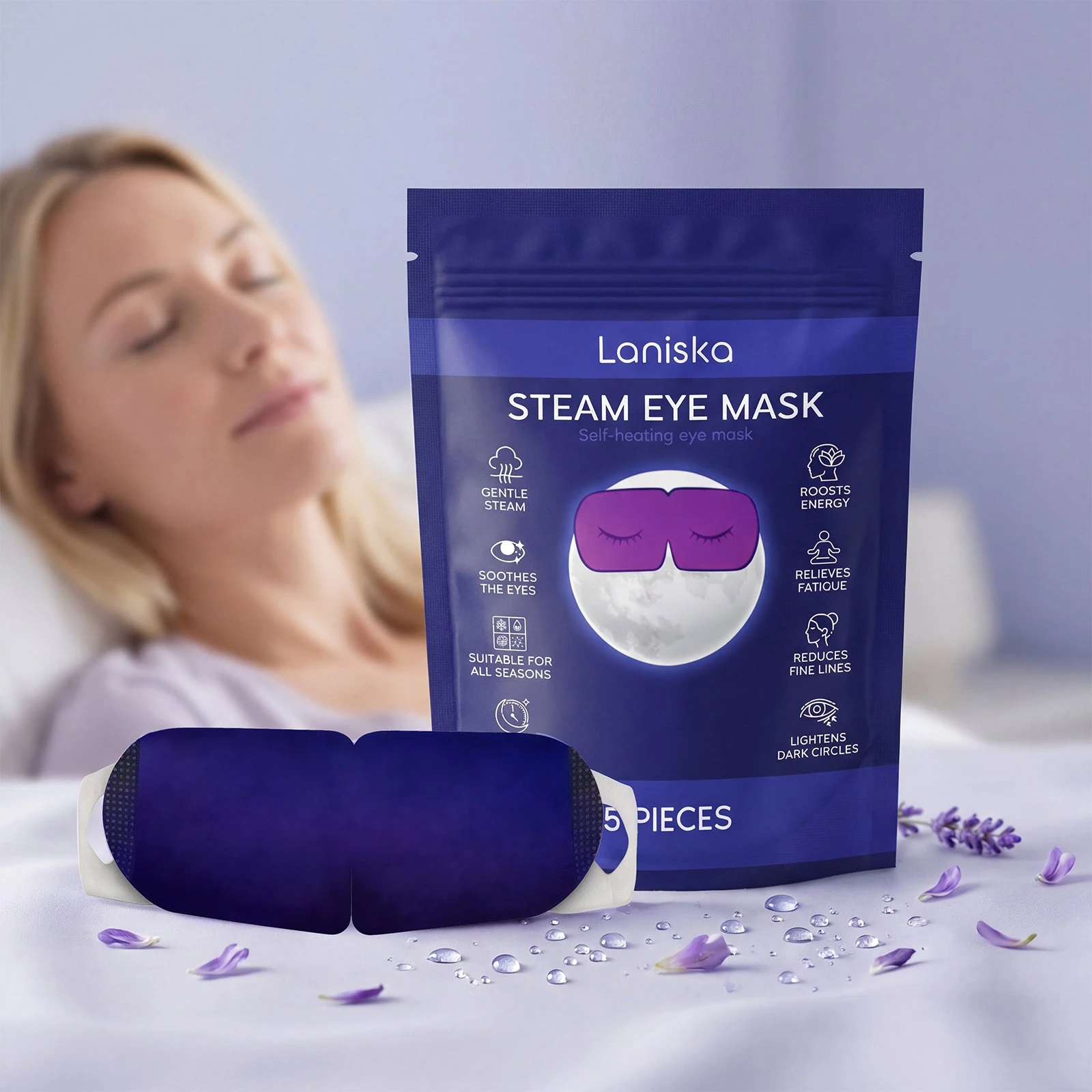 Laniska Nursing Eye Mask - Softly Fits The Skin Around The Eyes, Providing A Comfortable And Refreshing Feeling. Suitable For Daily Care And Nighttime Sleep. — product view 2
