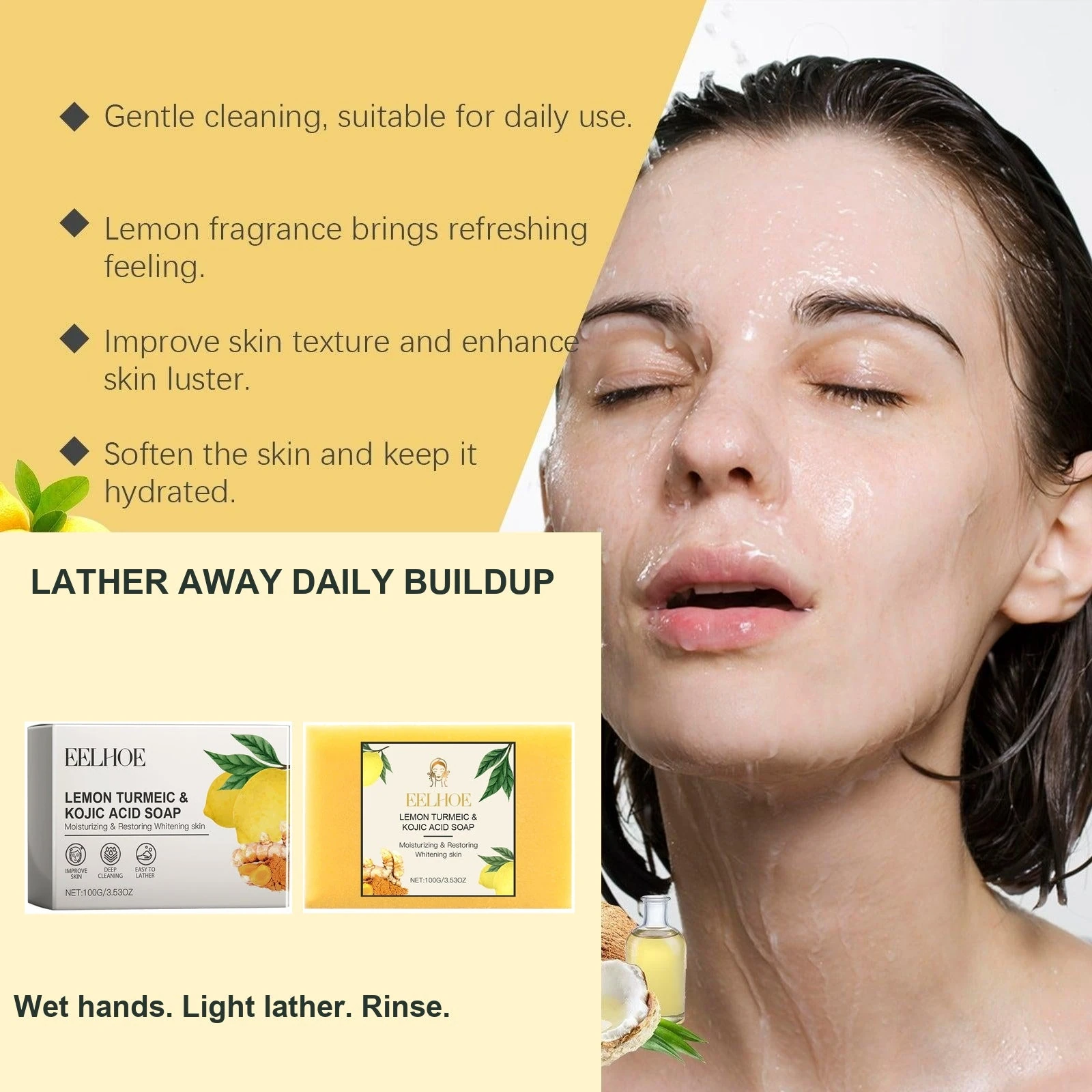 EELHOE Lemon Turmeric Soap — Cleanse daily facial oil and buildup with a light touch.