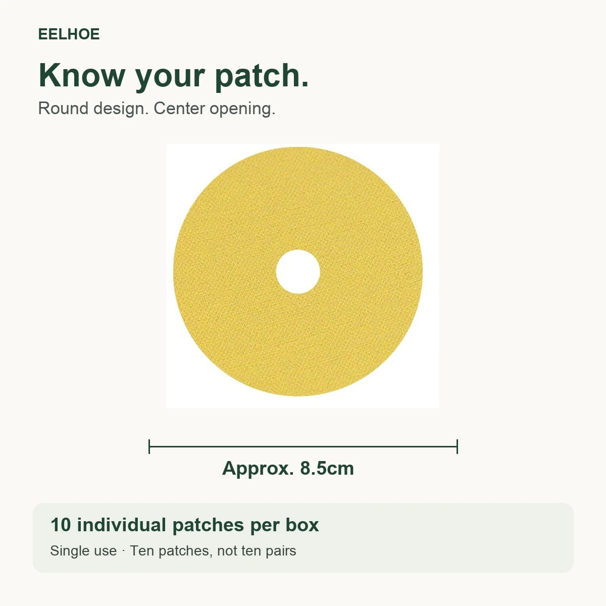 EELHOE Breast Care Patch — Round shape, center opening and individual patch count.