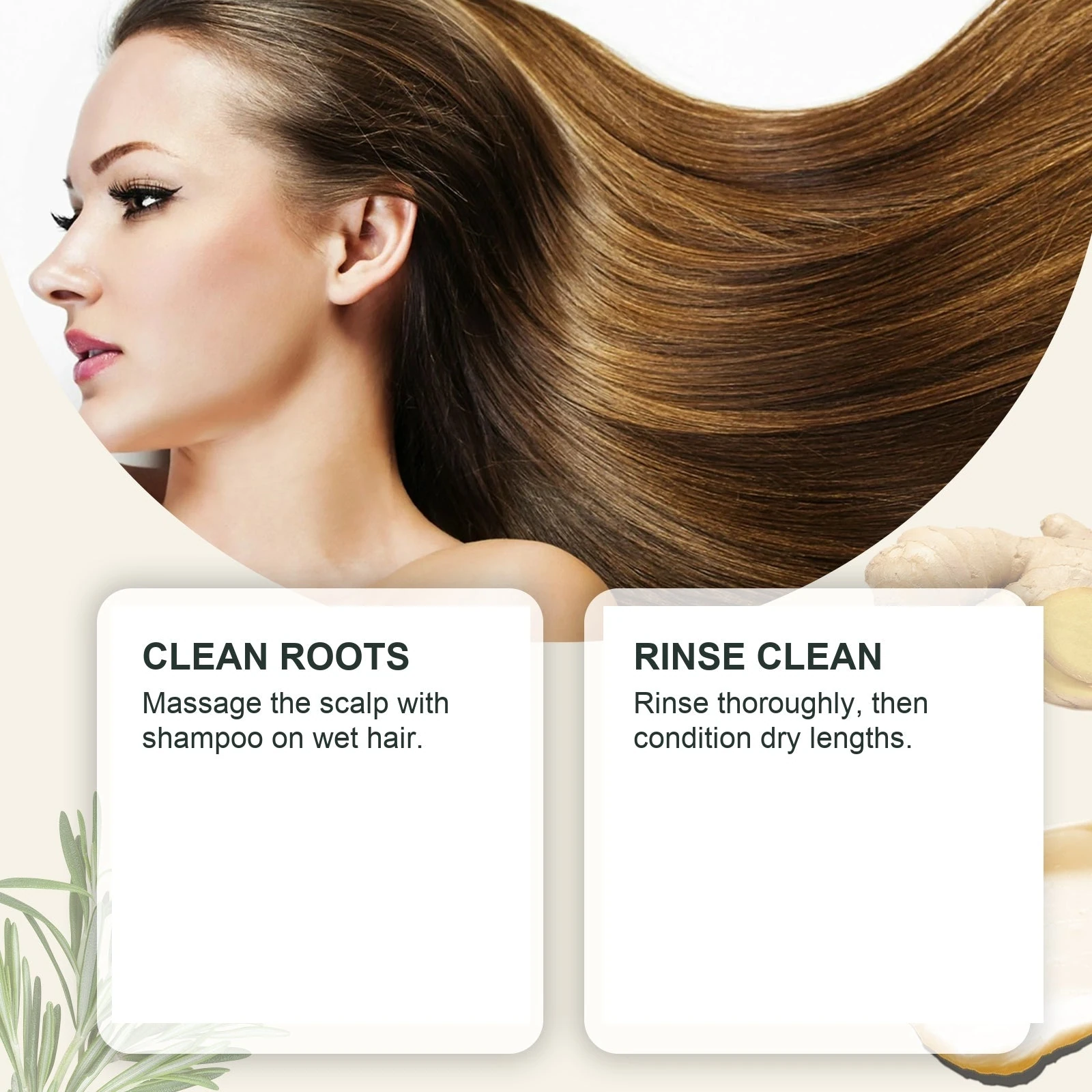 EELHOE Rosemary Shampoo — Hair cleansing and botanical-care illustration.