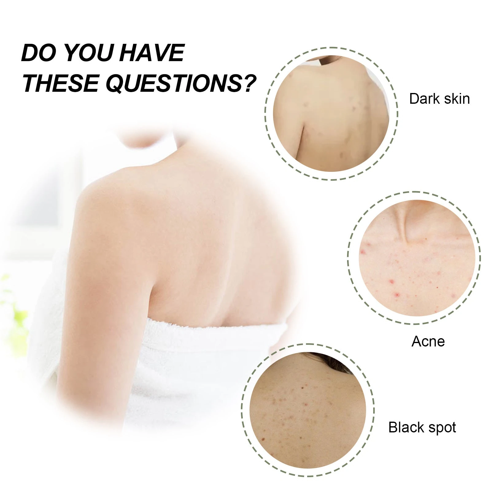 Body-skin texture and uneven-tone concerns illustrated for turmeric scrub