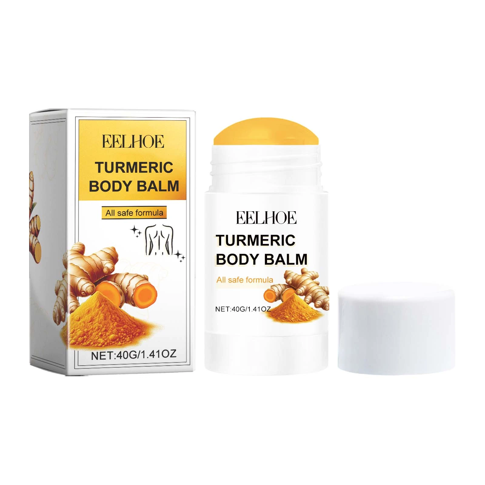 EELHOE 40g turmeric body balm twist-up stick with carton and cap