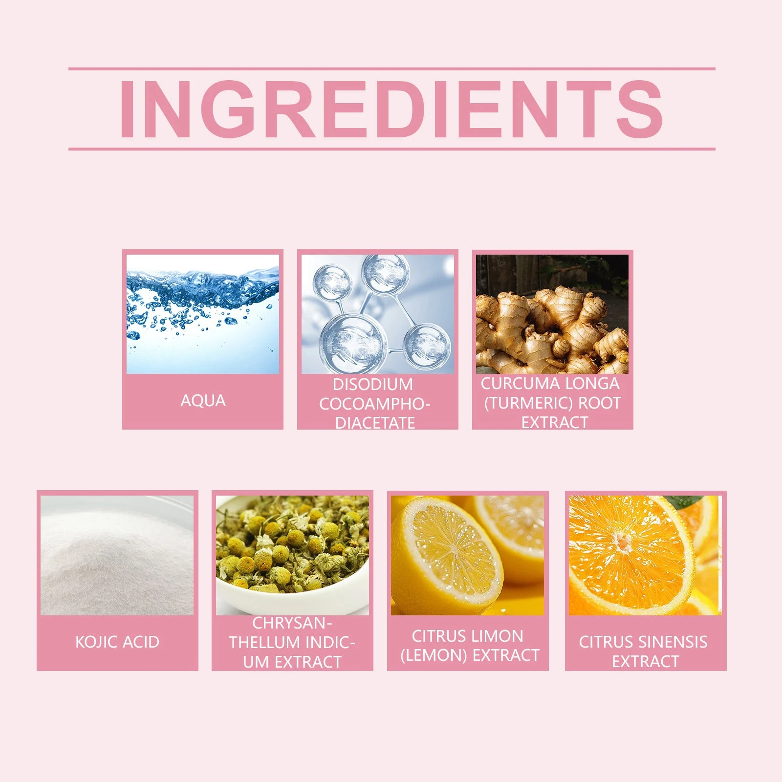 Turmeric, kojic acid and citrus ingredient panel