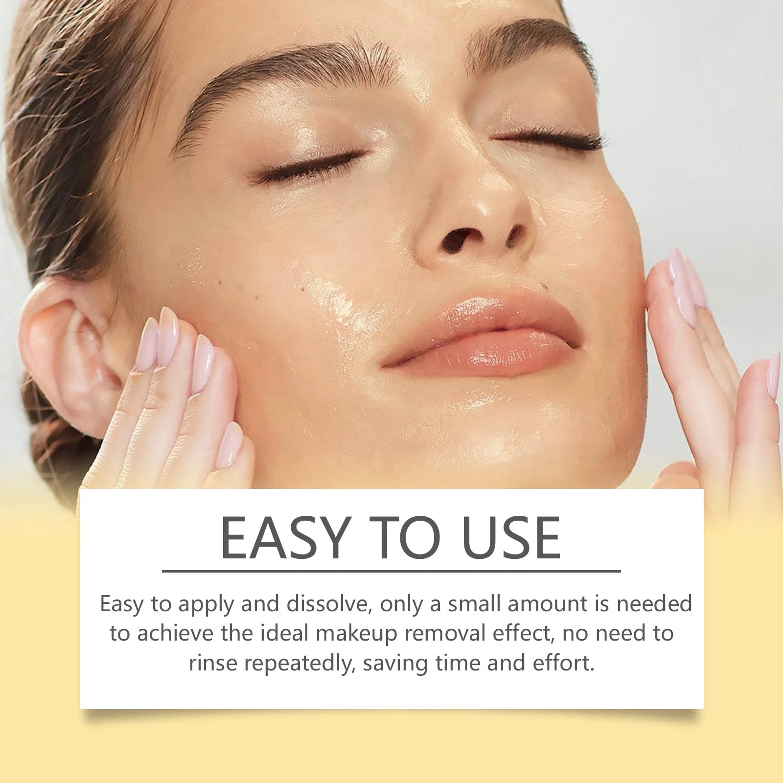 Jelly cleanser texture and gentle facial application illustration