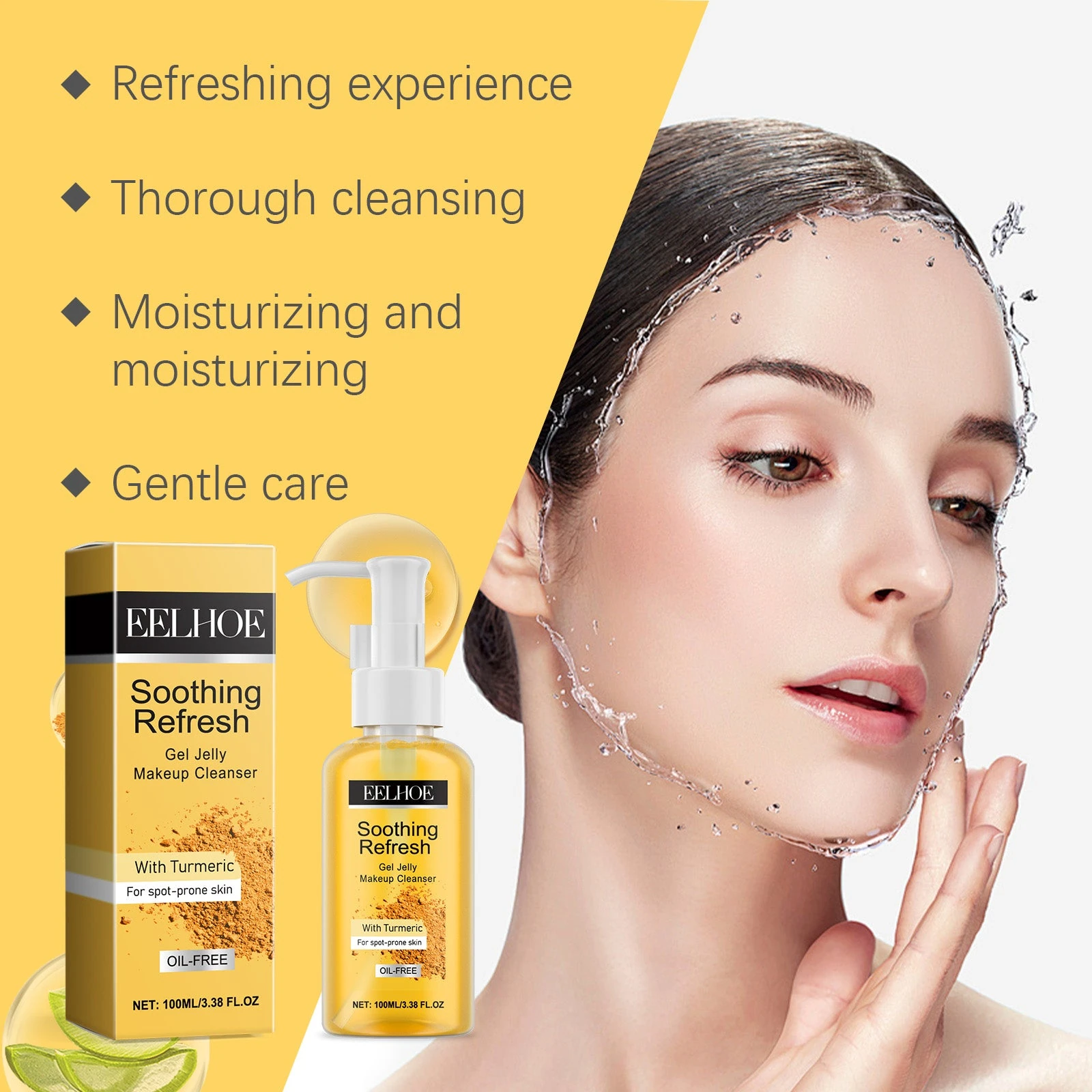 EELHOE jelly cleanser artwork showing cleansing and a fresh skin finish