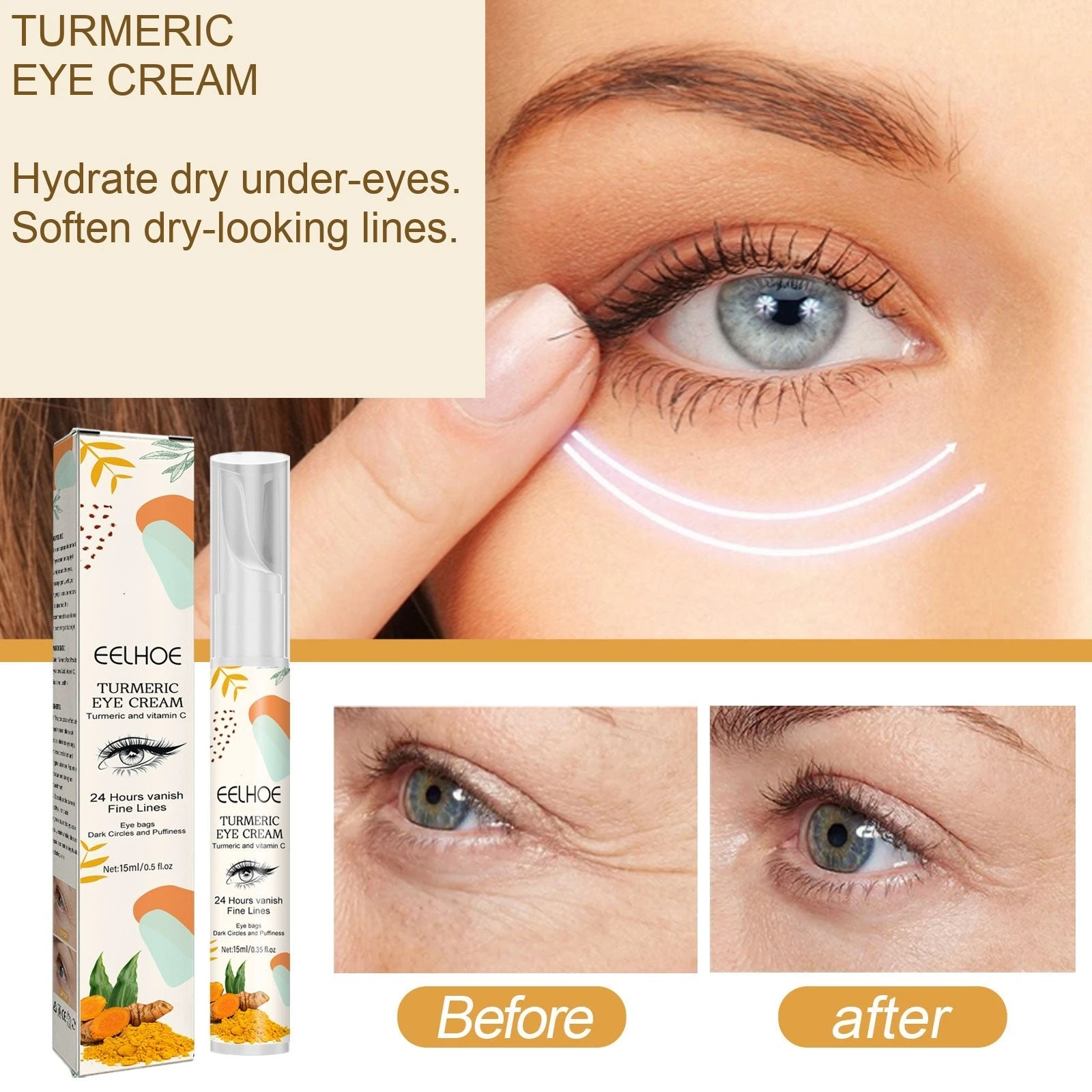 EELHOE Turmeric Eye Cream — A targeted moisture step for dry under-eyes and dry-looking lines.