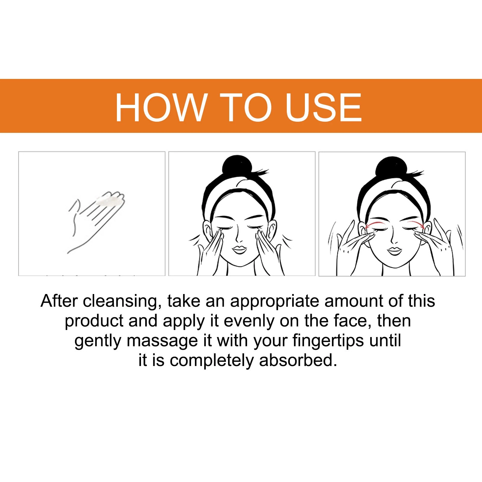 Directions to apply moisturizer after cleansing and massage until absorbed