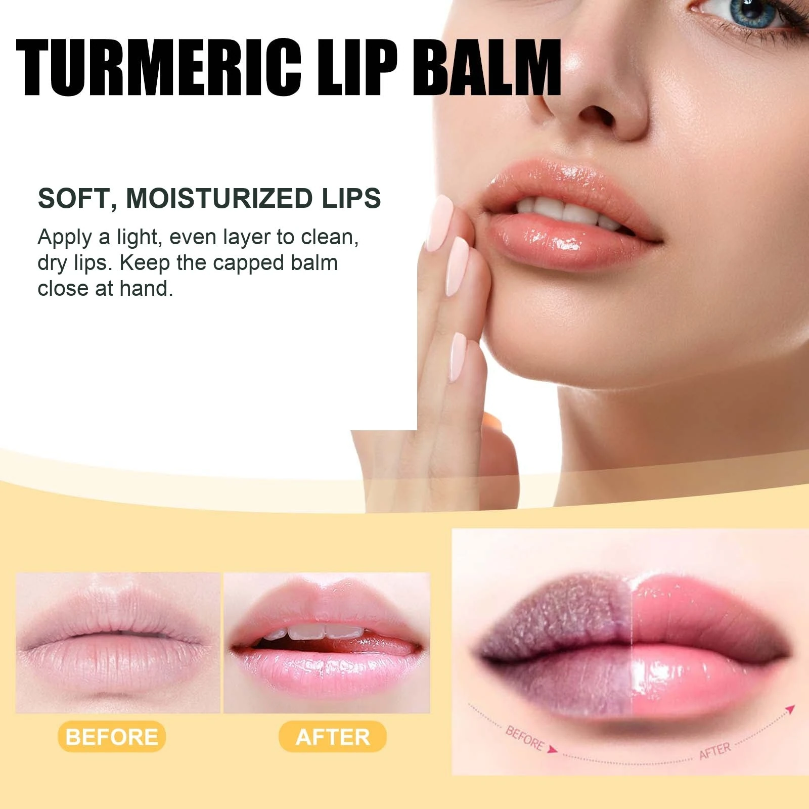 EELHOE Turmeric Lip Balm — Lip balm moisture and skin-care illustration.